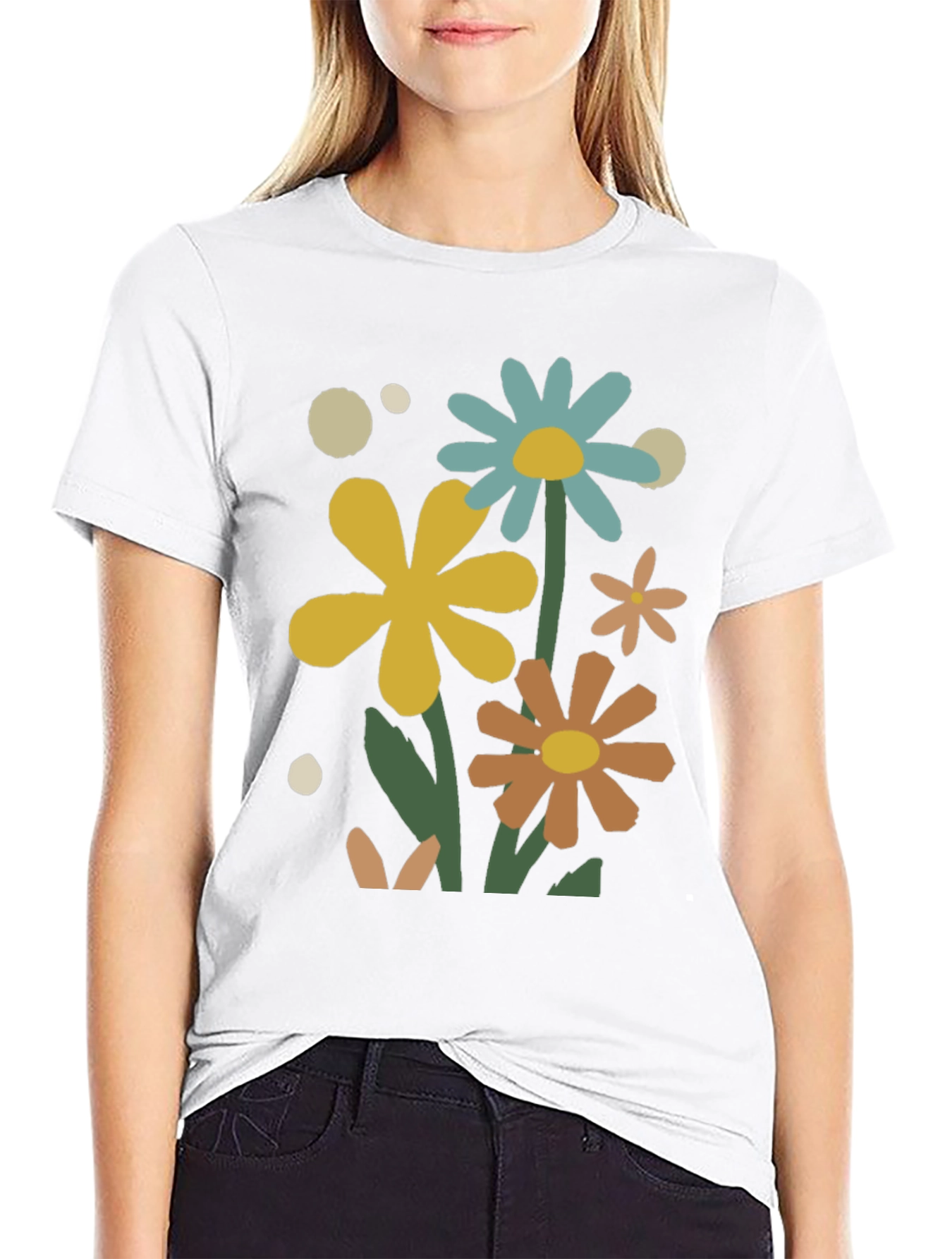 Floral Graphic Print Crew Neck T-Shirt