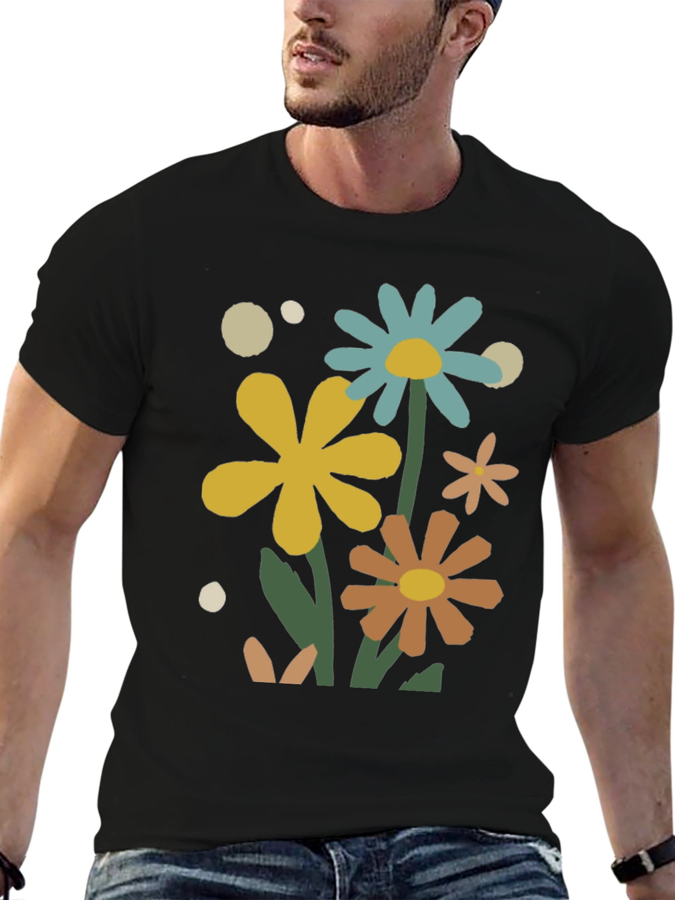 Floral Graphic Print Crew Neck T-Shirt