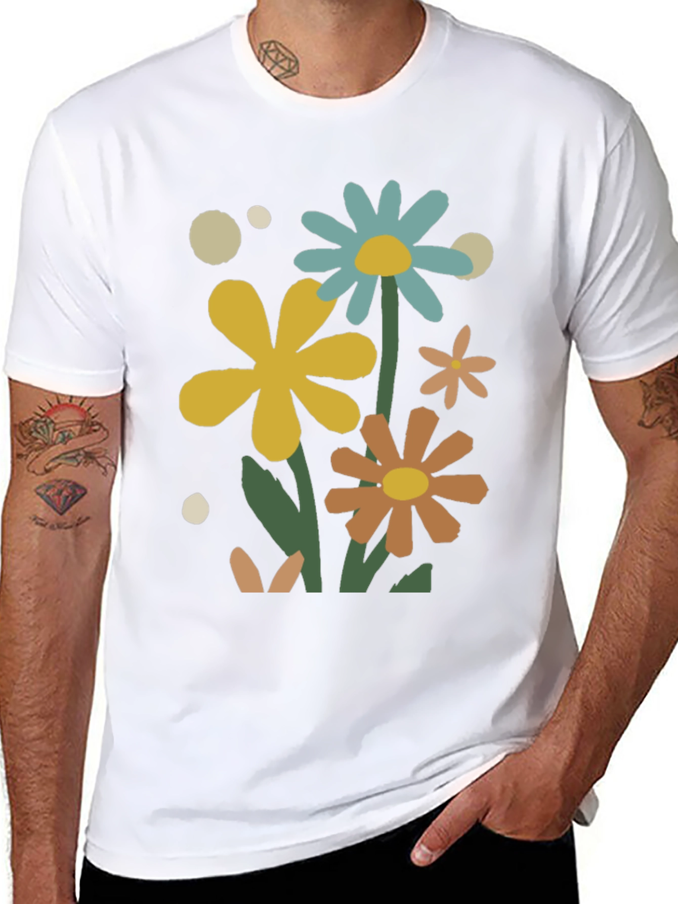 Floral Graphic Print Crew Neck T-Shirt