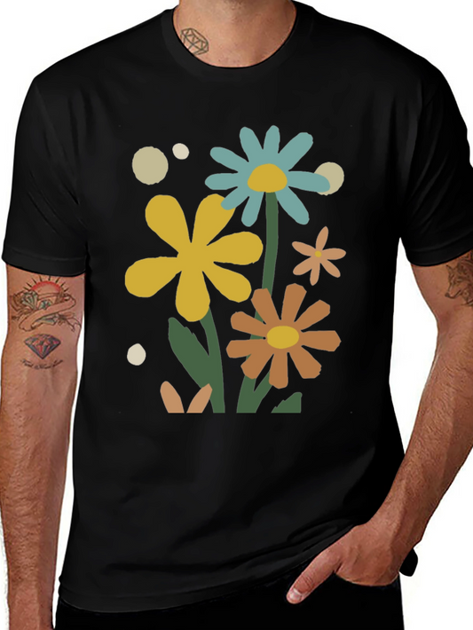 Floral Graphic Print Crew Neck T-Shirt