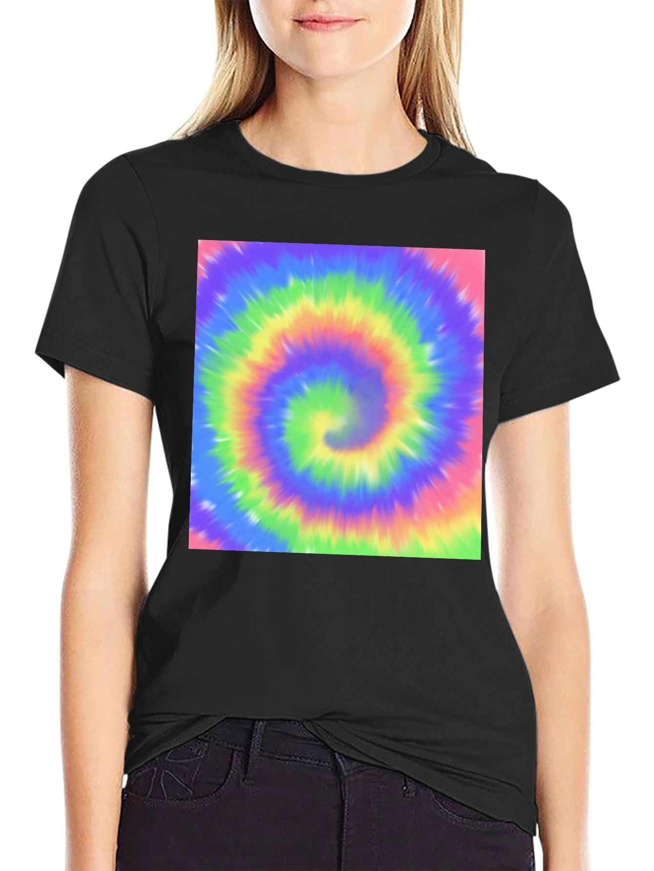 Psychedelic Swirl T-Shirt - Black Crew Neck Tee
