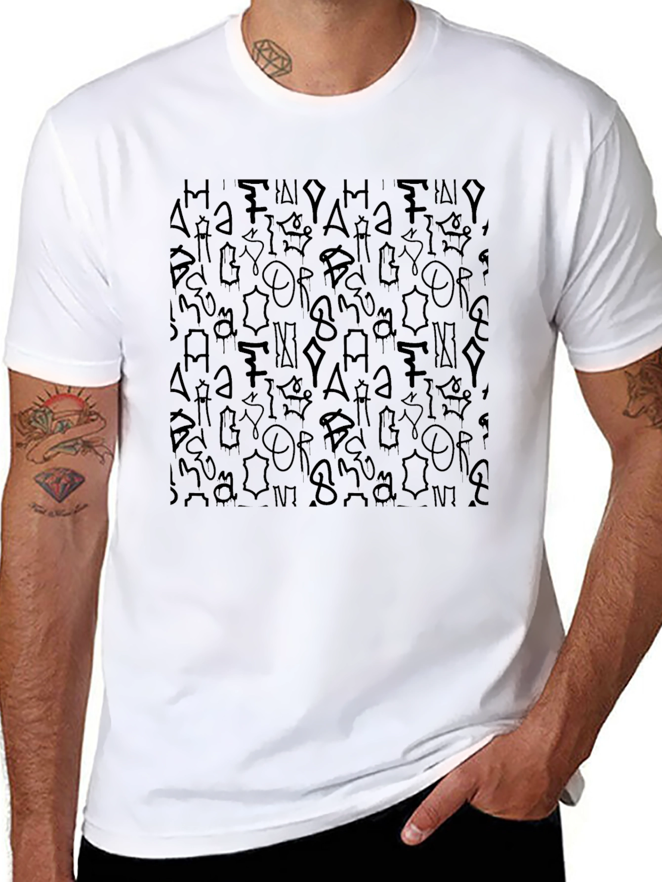Mens Black Graphic Print Short Sleeve T-Shirt