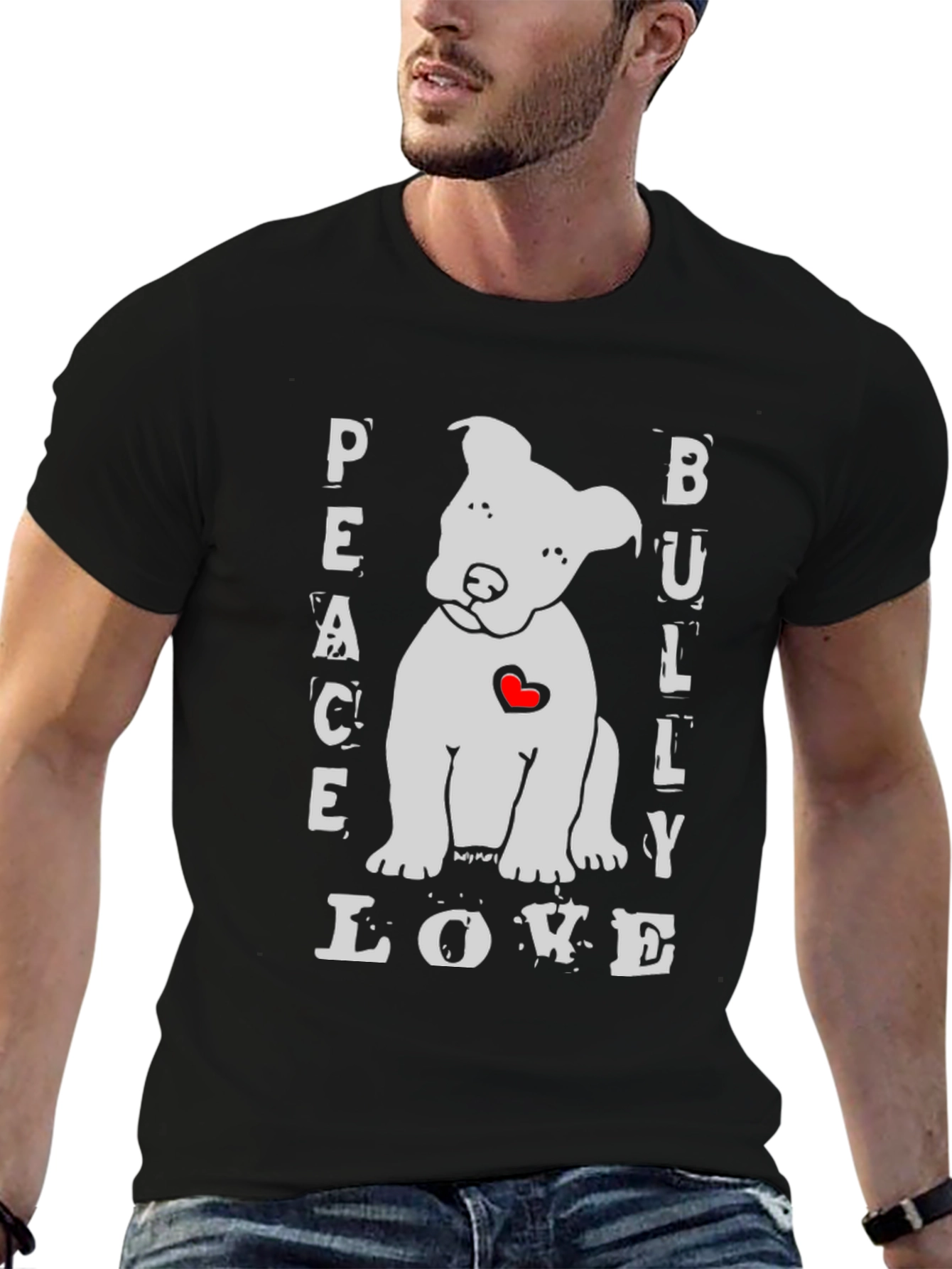 Peace Bully Love T-Shirt - Cute Dog Design