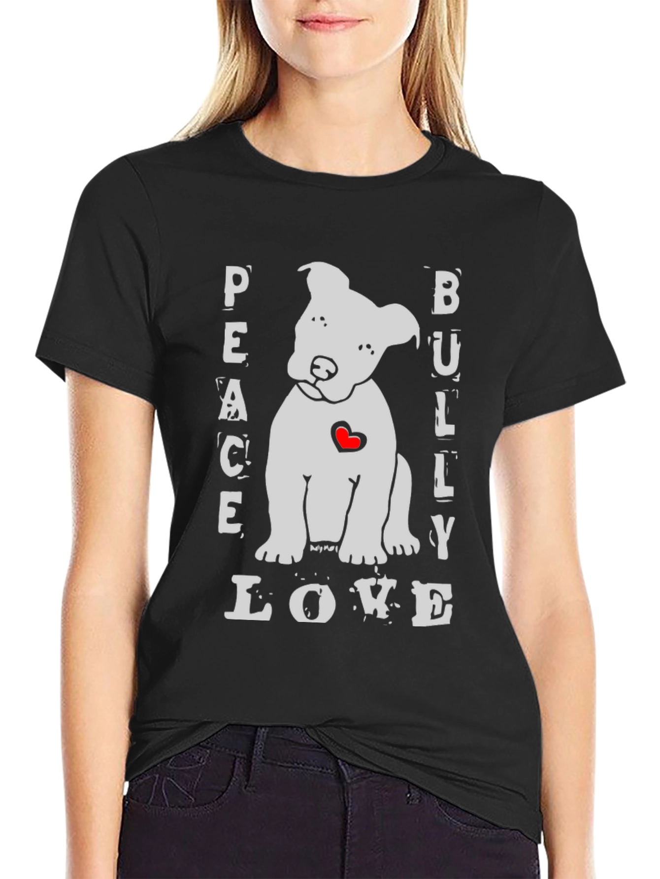 Peace Bully Love T-Shirt - Cute Dog Design
