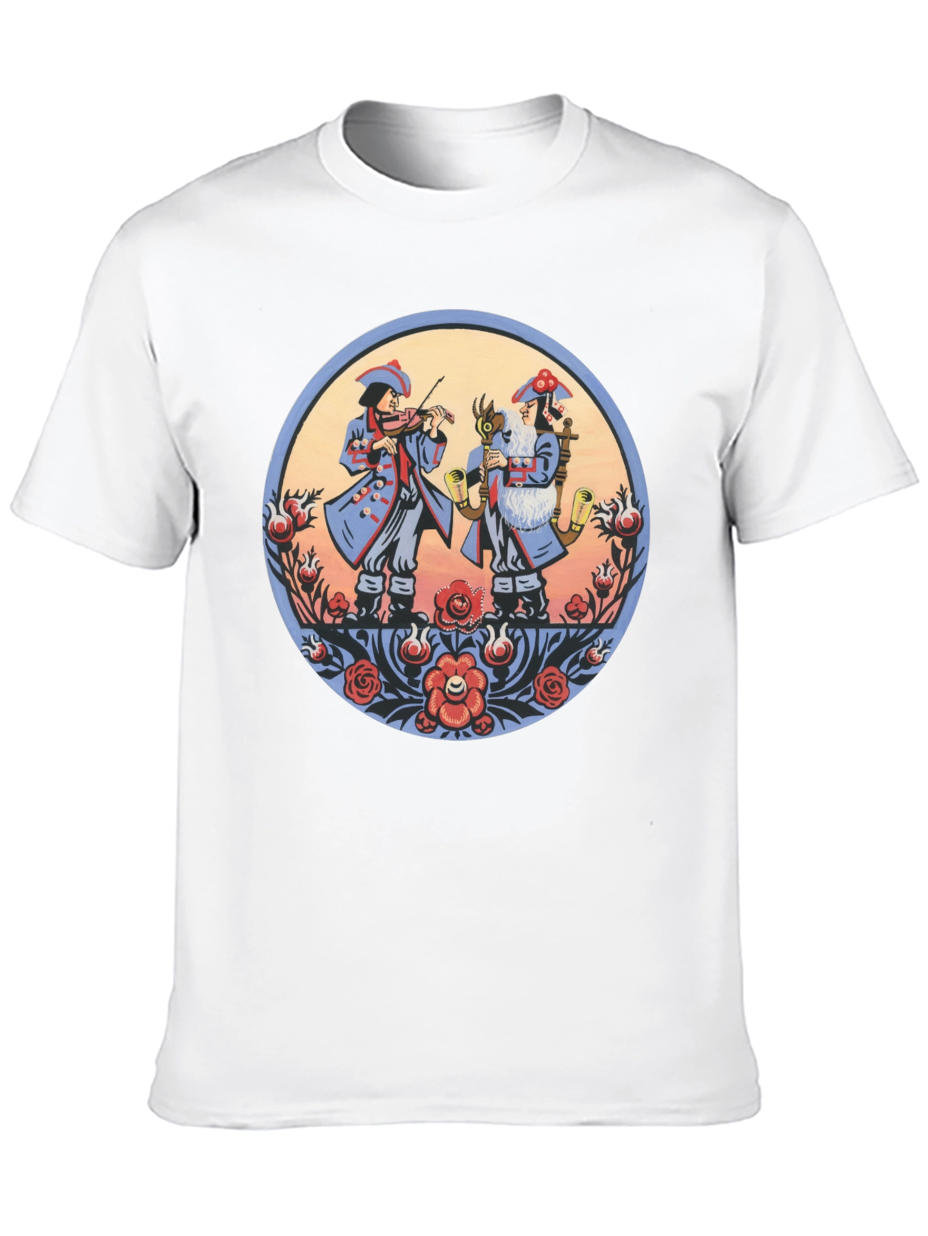 Folk Art Musicians Black T-Shirt