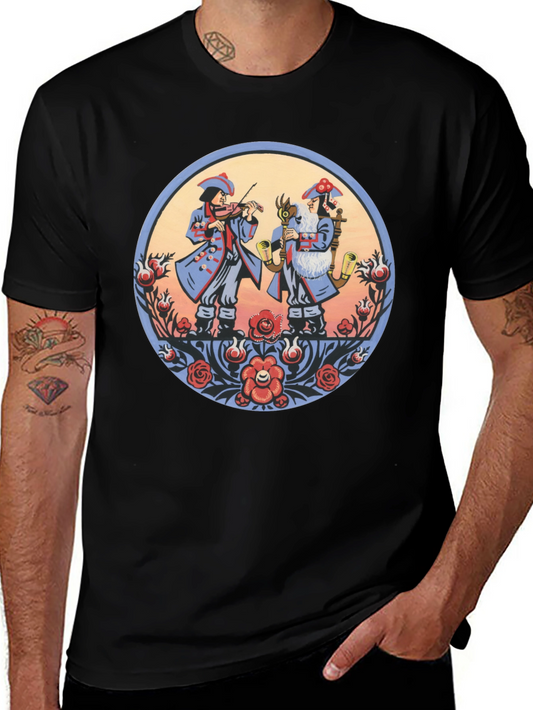 Folk Art Musicians Black T-Shirt
