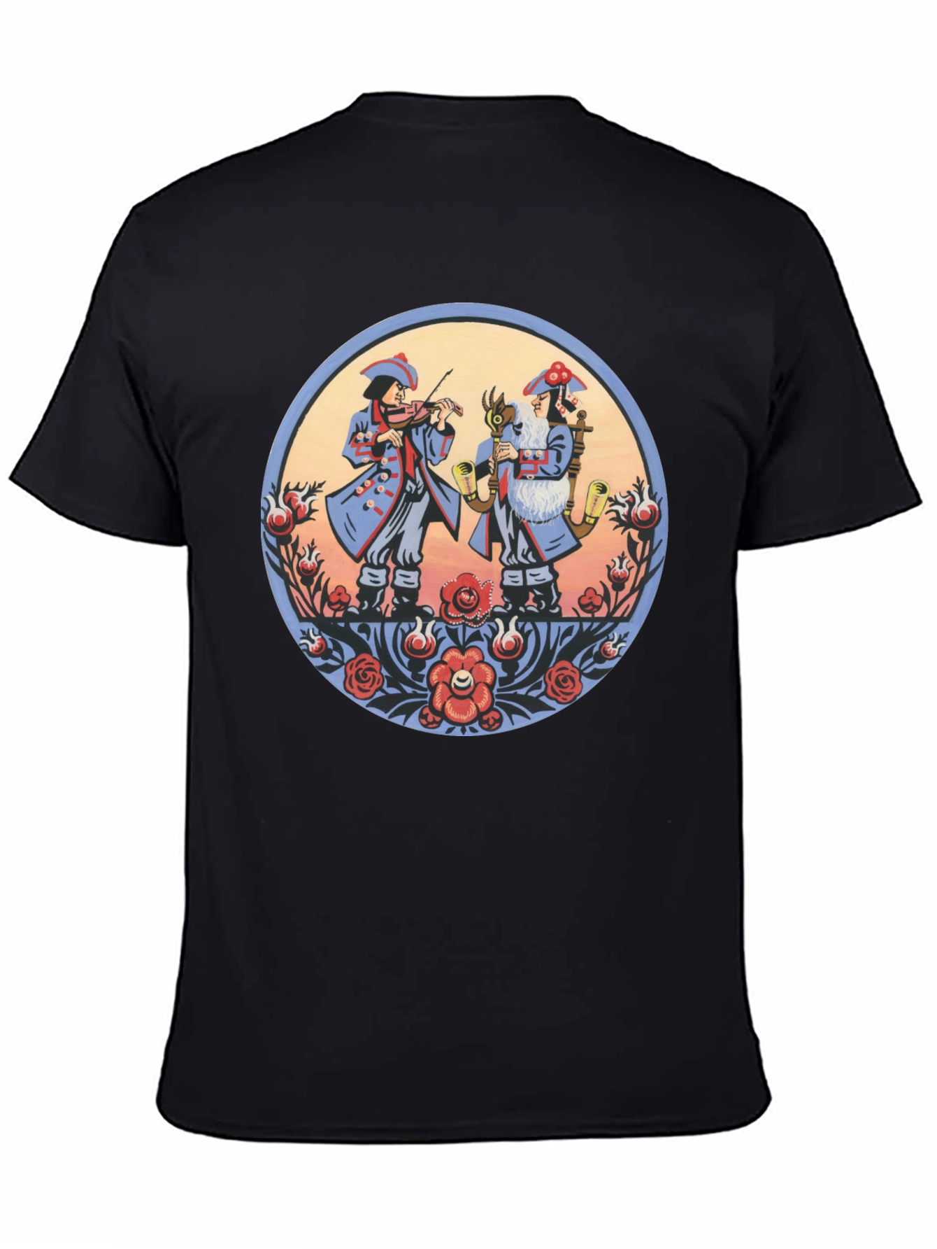 Folk Art Musicians Black T-Shirt