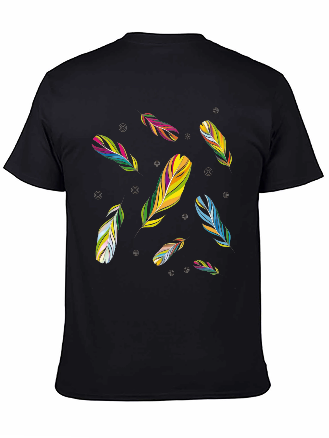 Feather Pattern Black T-Shirt