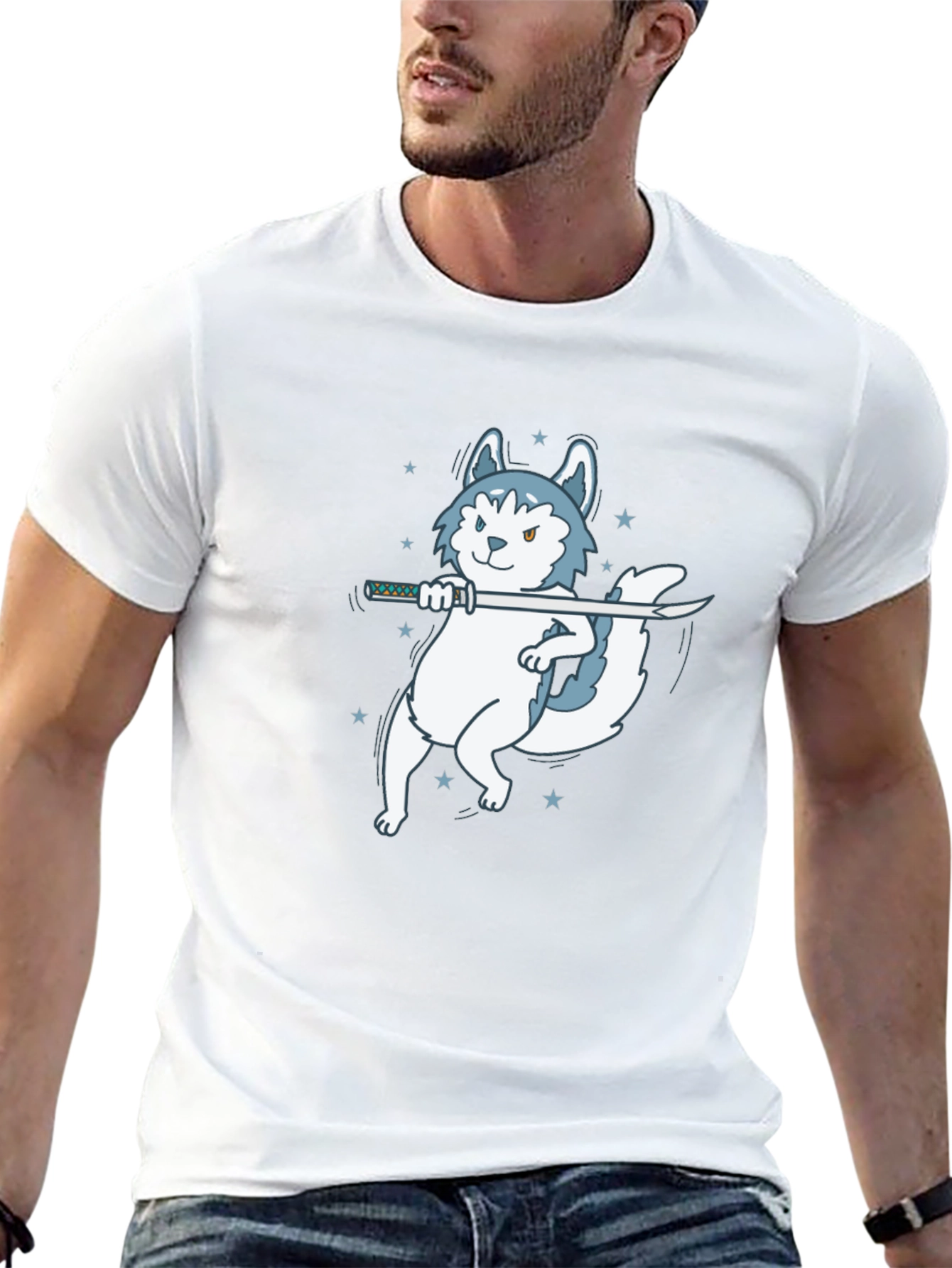 Ninja Husky Black T-Shirt - Cool Graphic Tee