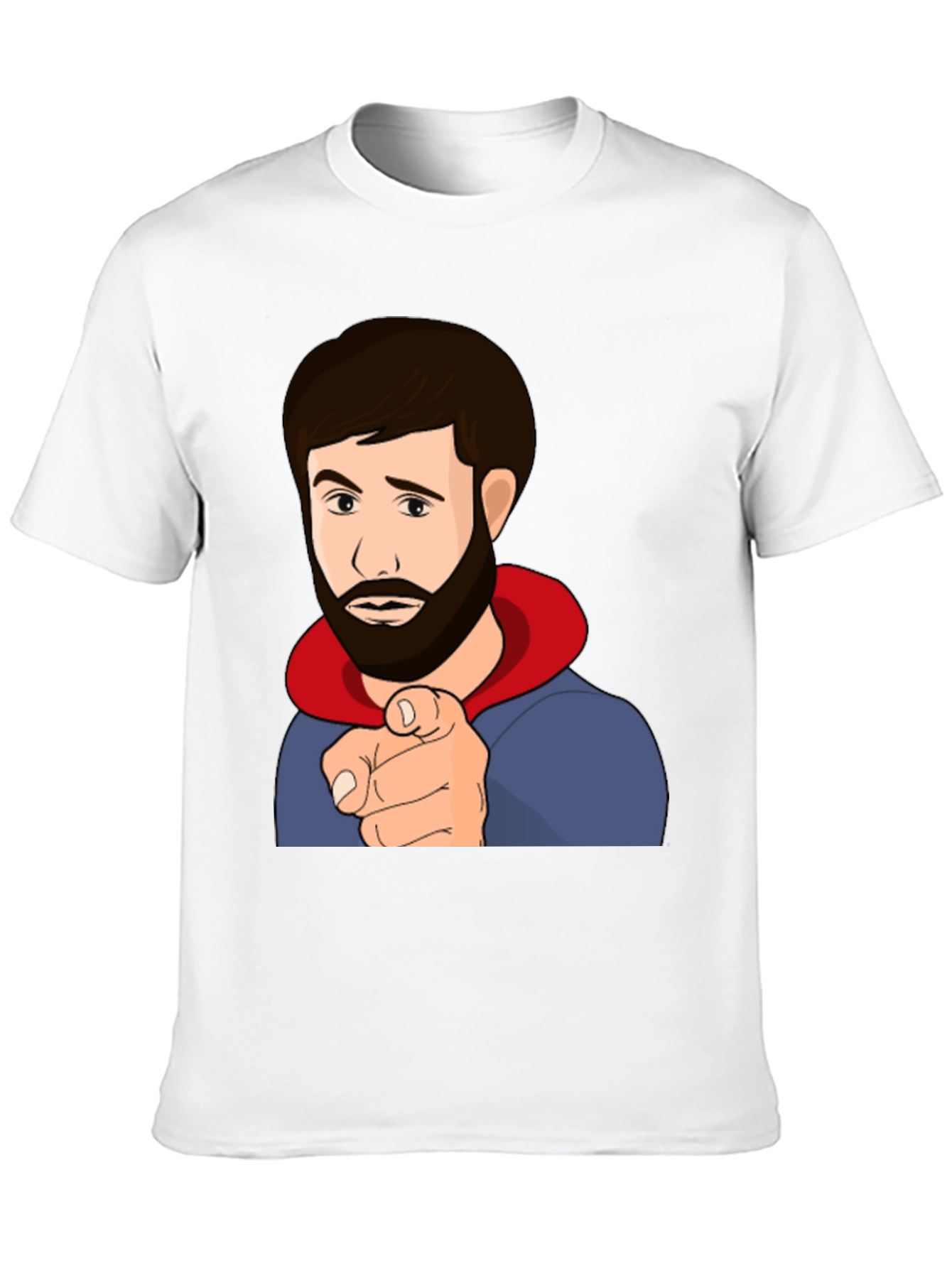 Cartoon Pointing Man Black T-Shirt