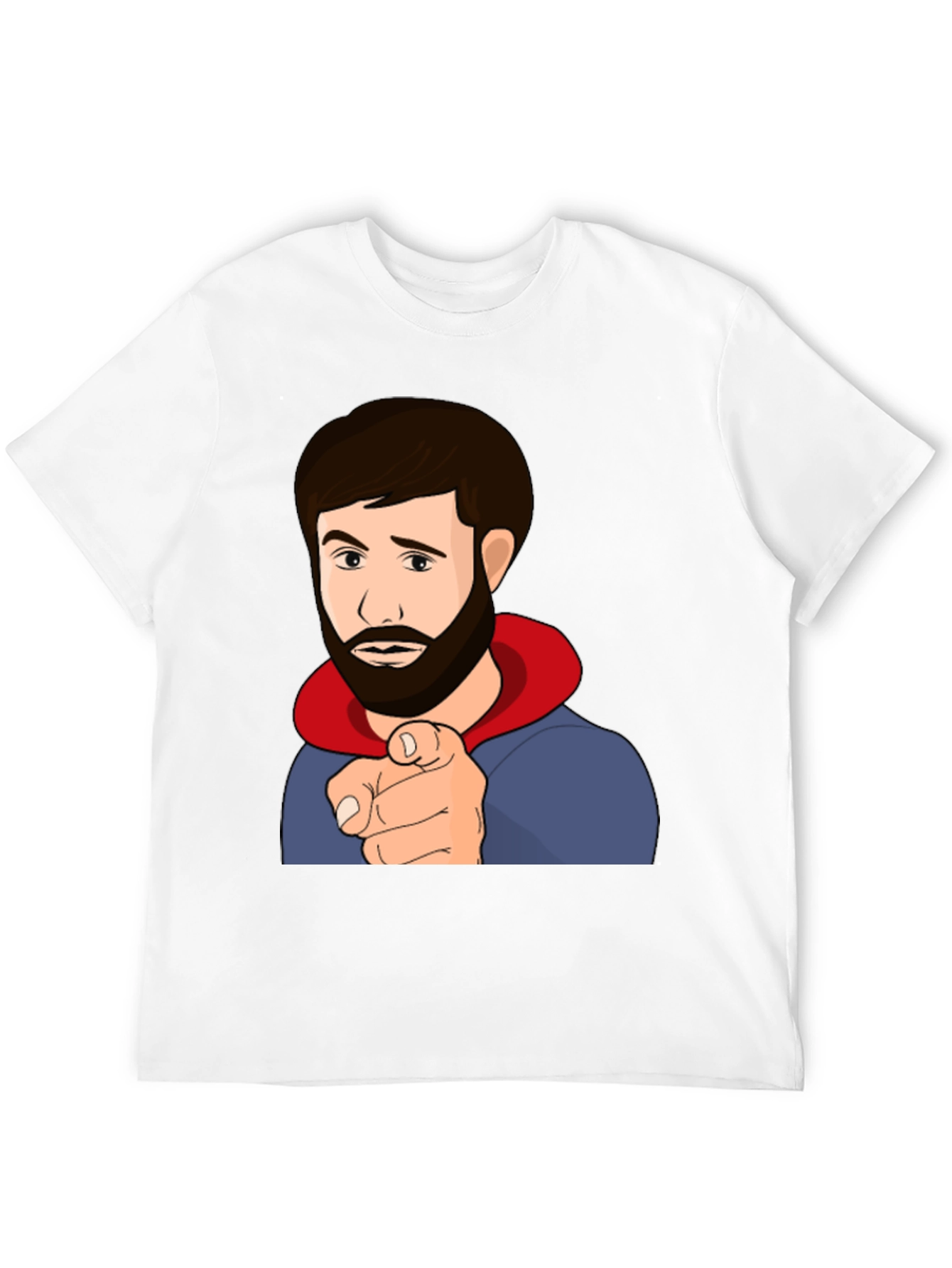 Cartoon Pointing Man Black T-Shirt