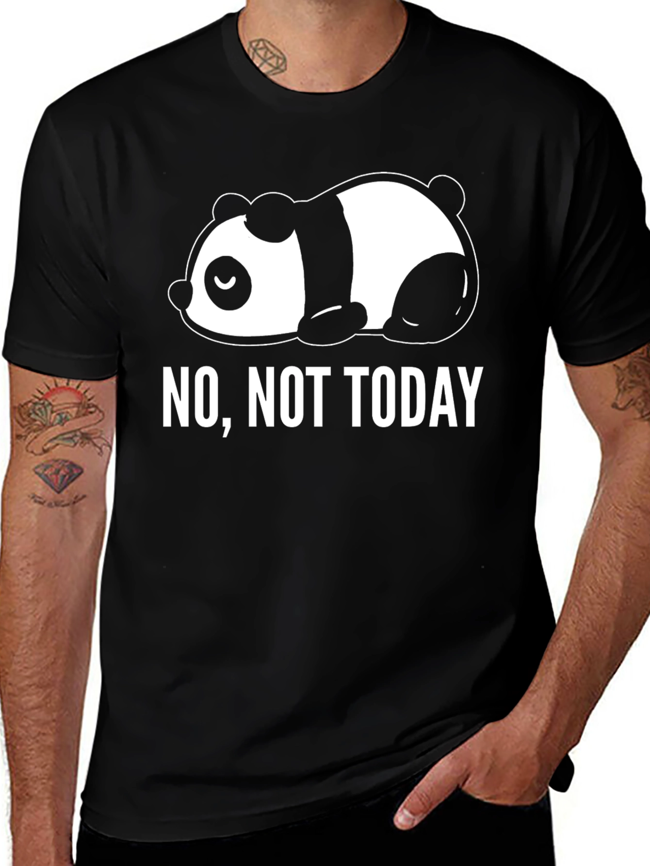 No Not Today Panda Graphic Tee - Black