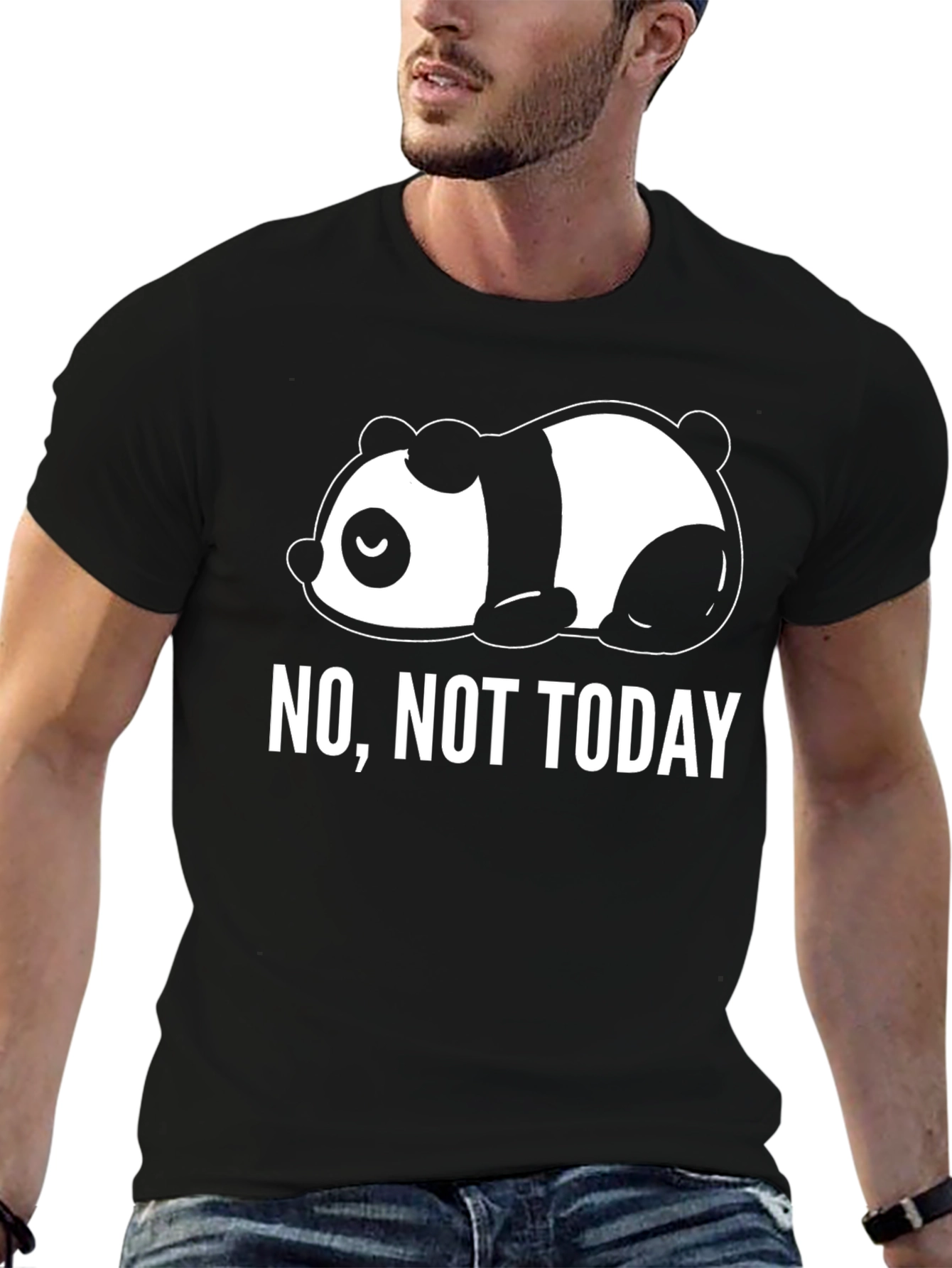 No Not Today Panda Graphic Tee - Black