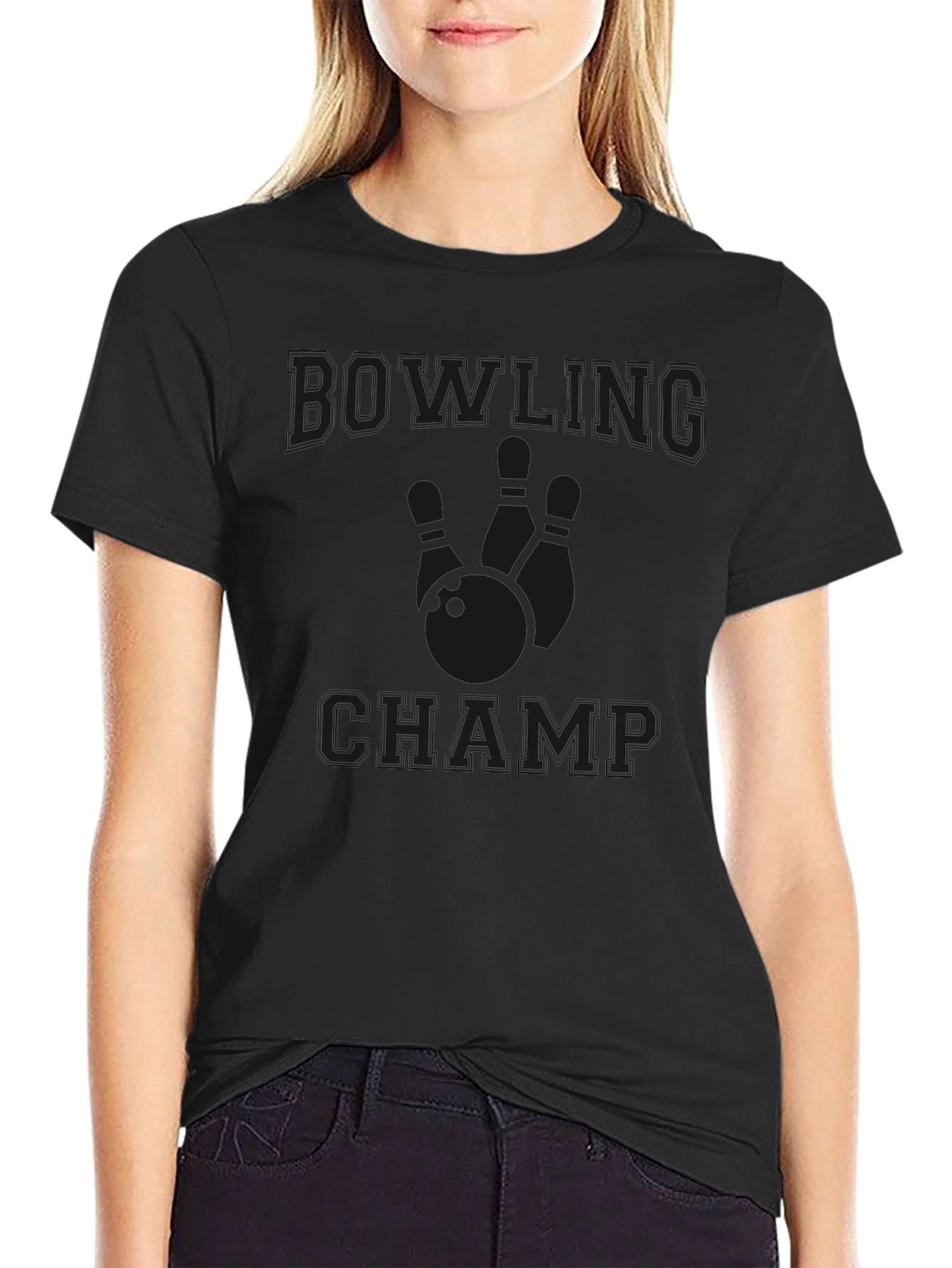 Bowling Champ Graphic T-Shirt - Black