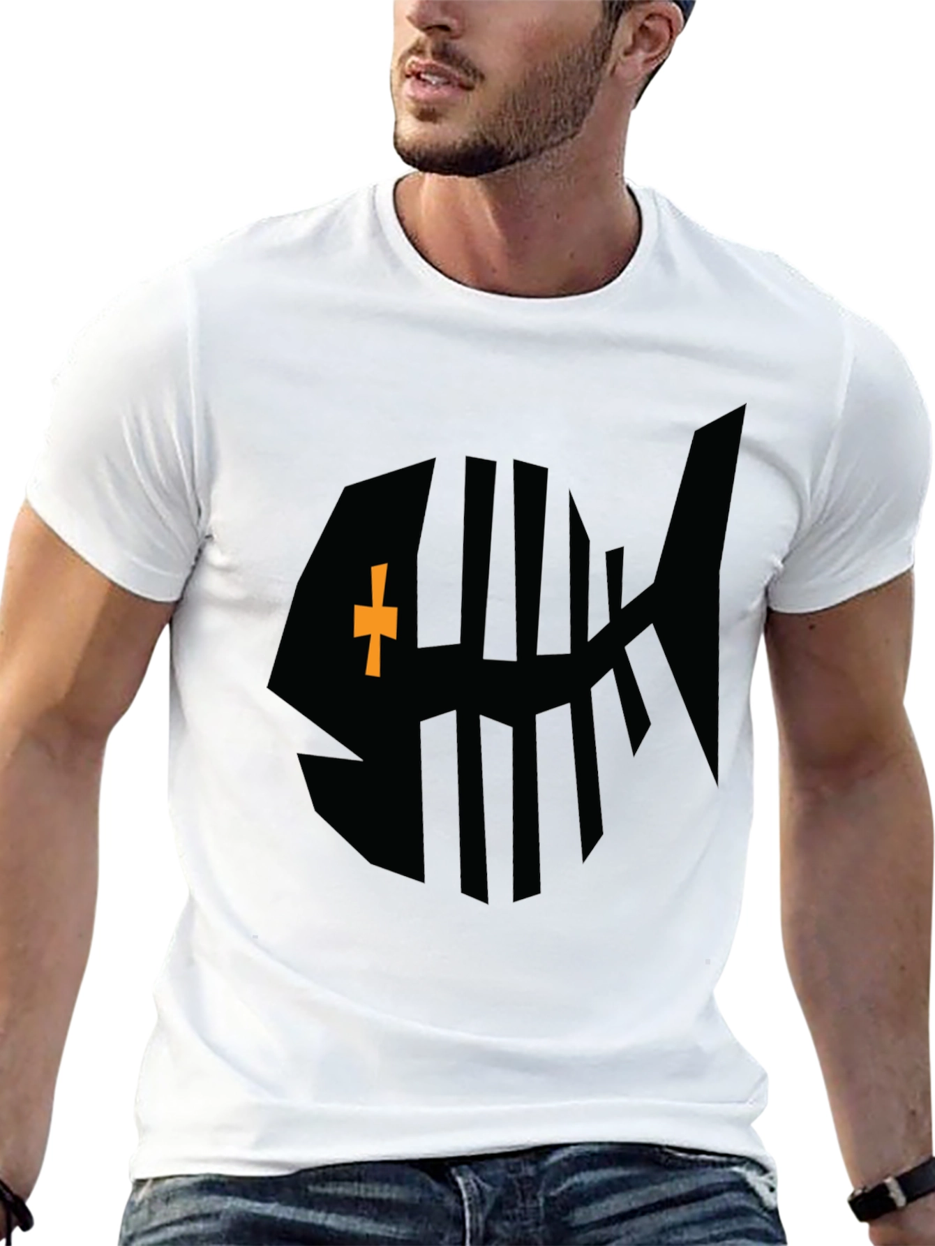Black Fishbone Graphic Tee - Stylish Casual Wear