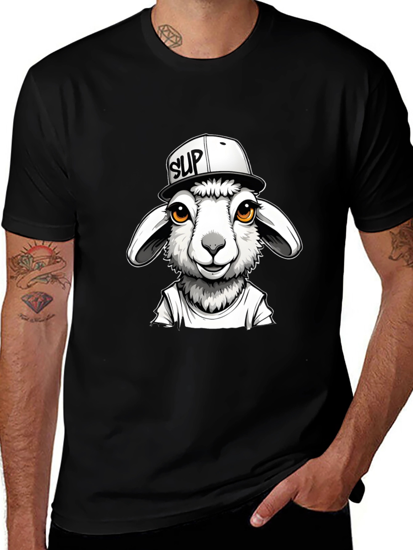 Cool Sheep Graphic Tee - Black Casual T-Shirt