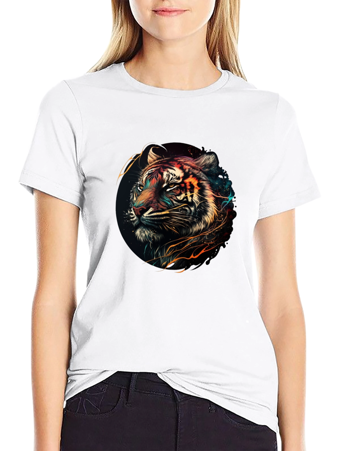 Tiger Graphic Print Black T-Shirt