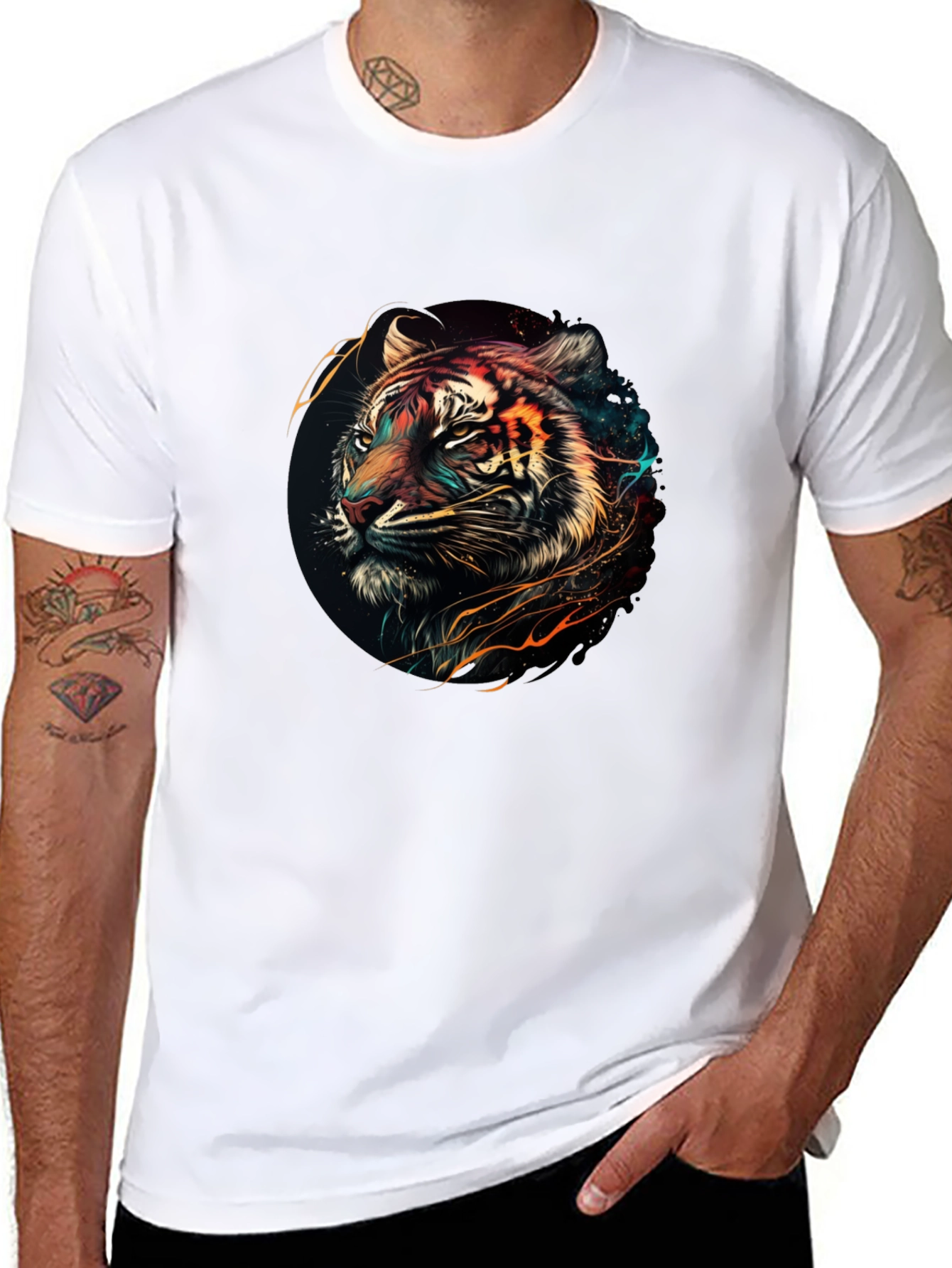 Tiger Graphic Print Black T-Shirt