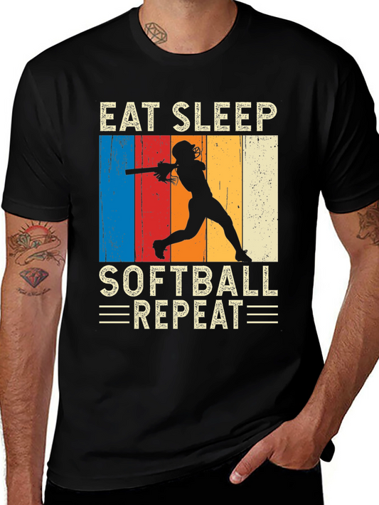 Eat Sleep Softball Repeat T-Shirt