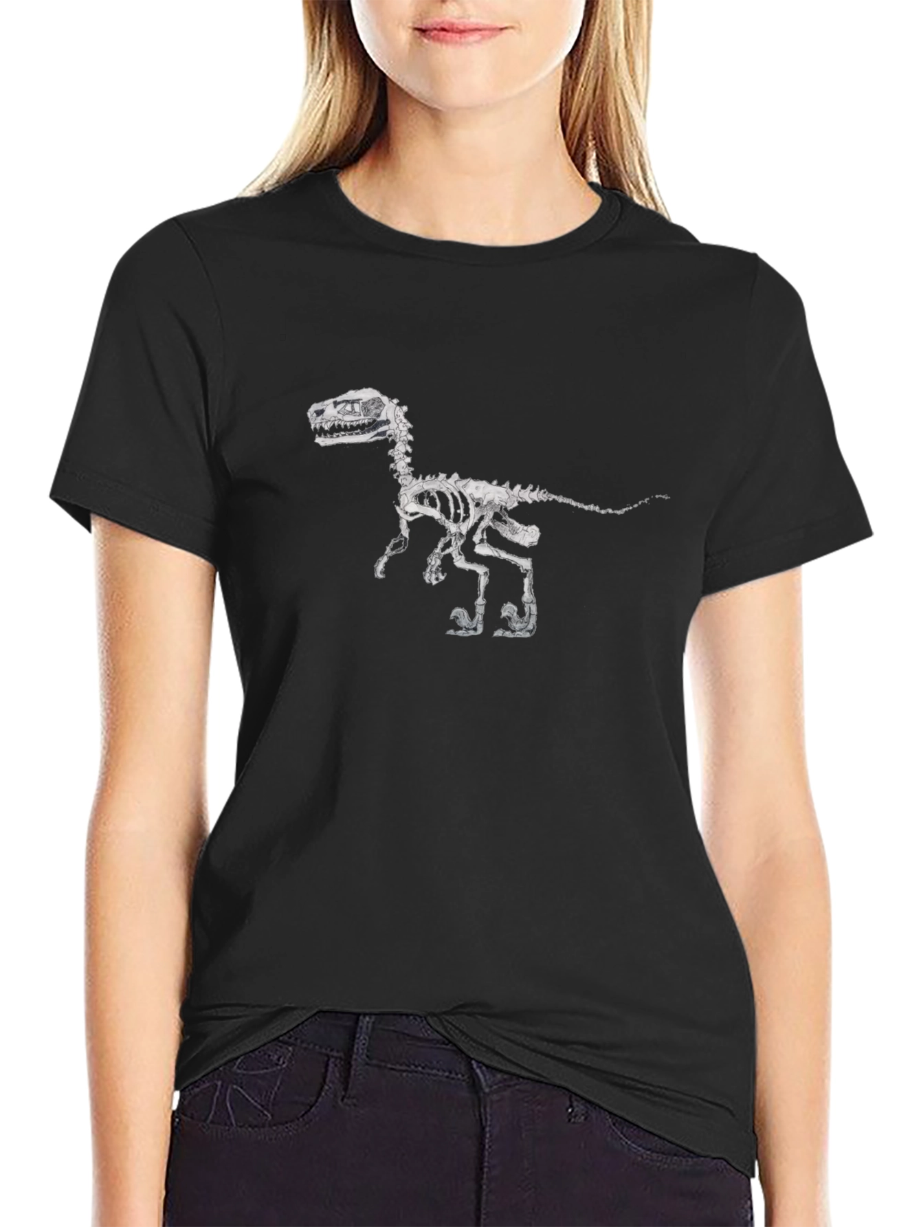Dinosaur Skeleton Graphic Black T-Shirt