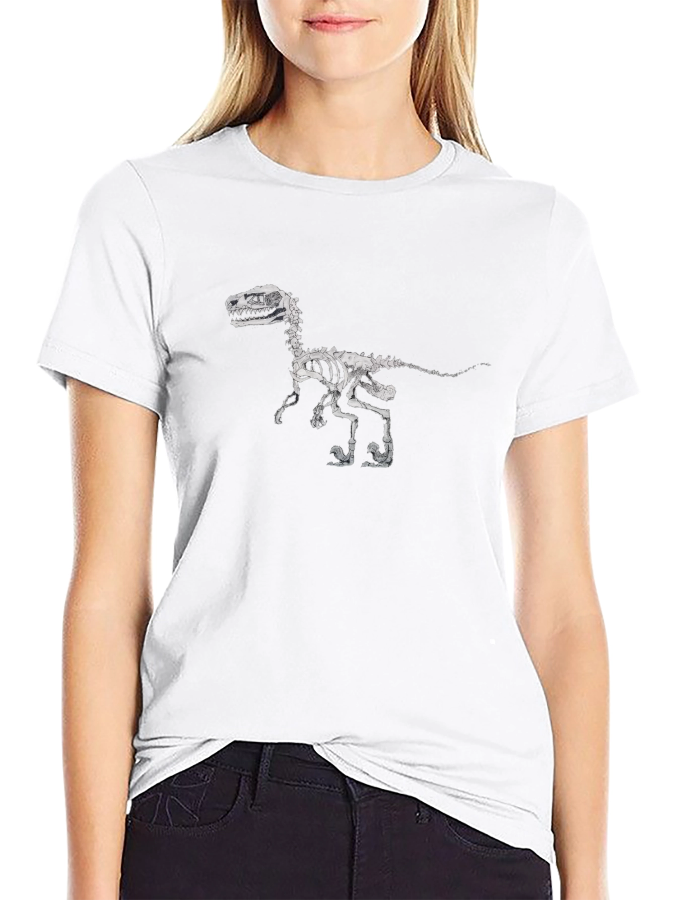 Dinosaur Skeleton Graphic Black T-Shirt