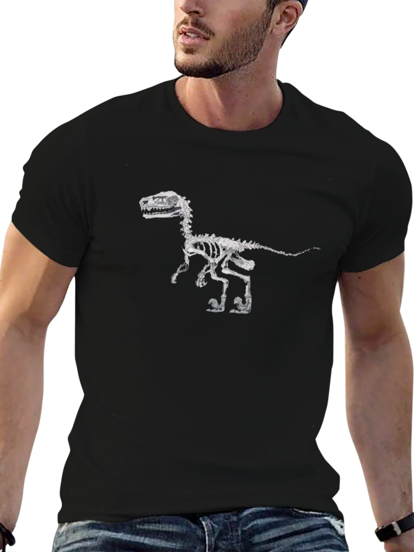 Dinosaur Skeleton Graphic Black T-Shirt