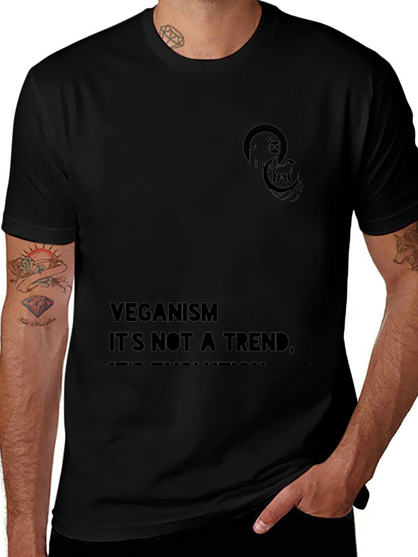 Veganism Evolution Graphic Tee - Black