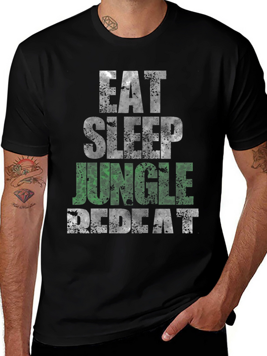 Eat Sleep Jungle Repeat Black Graphic Tee