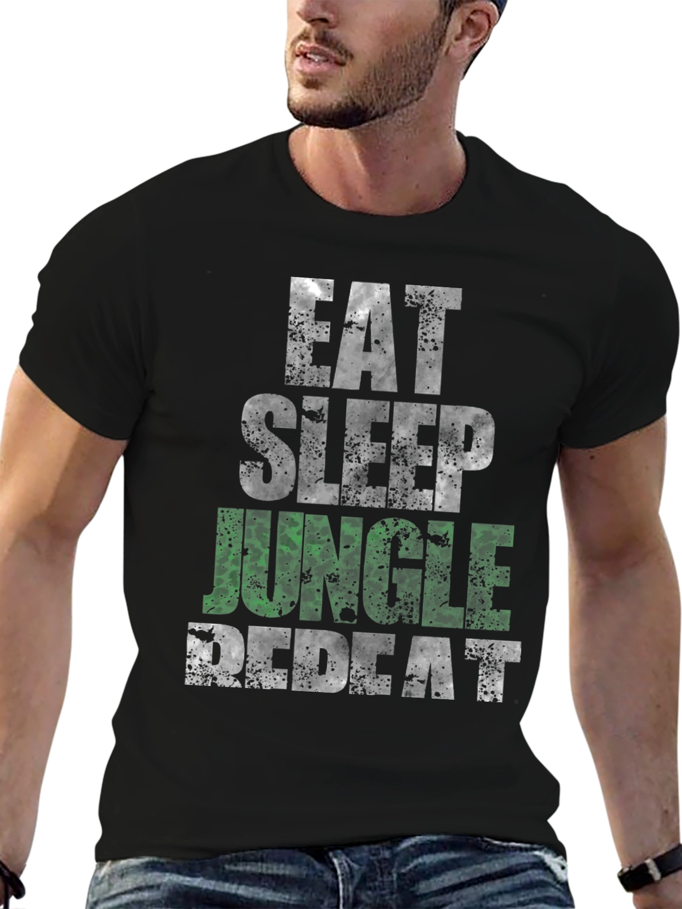 Eat Sleep Jungle Repeat Black Graphic Tee