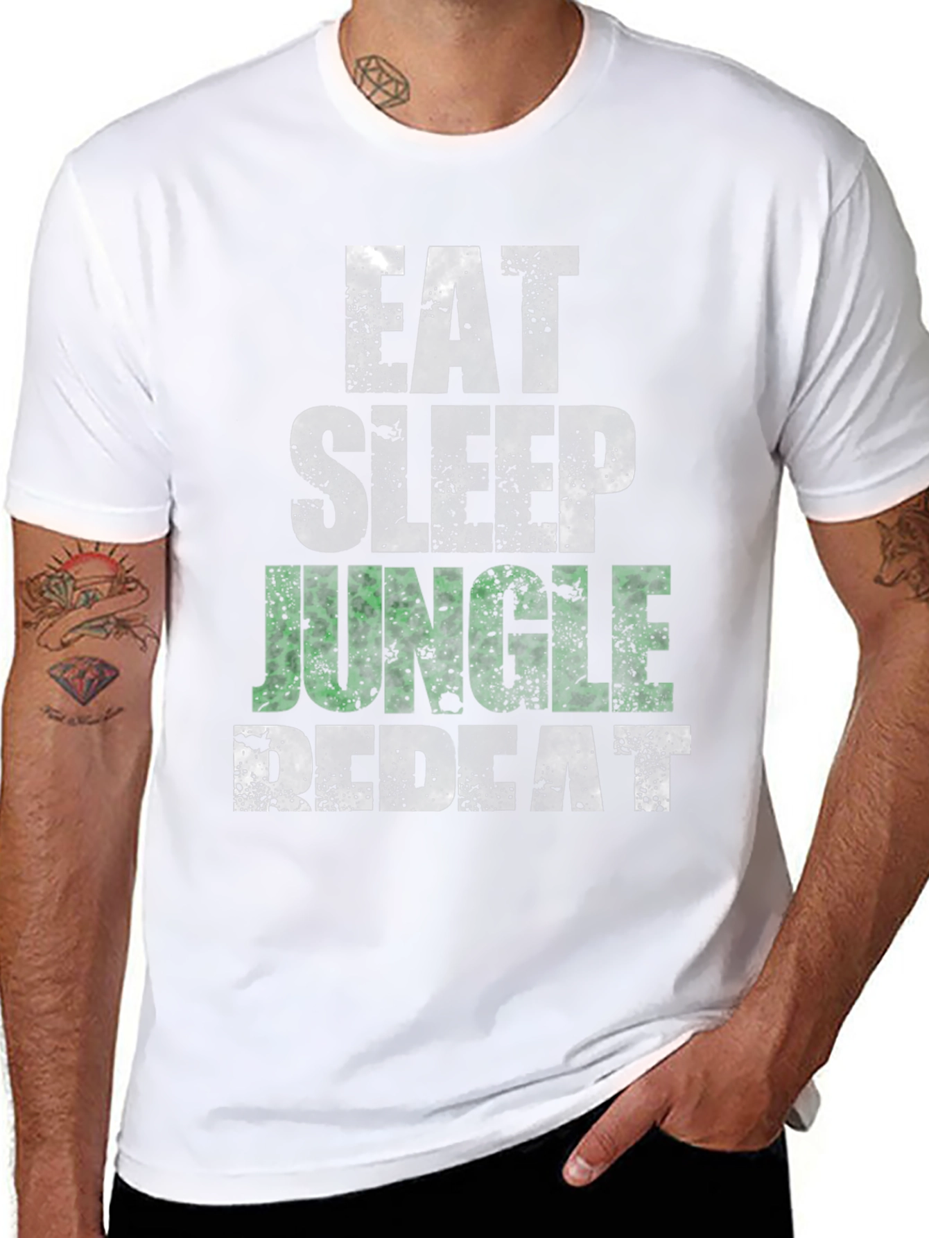 Eat Sleep Jungle Repeat Black Graphic Tee