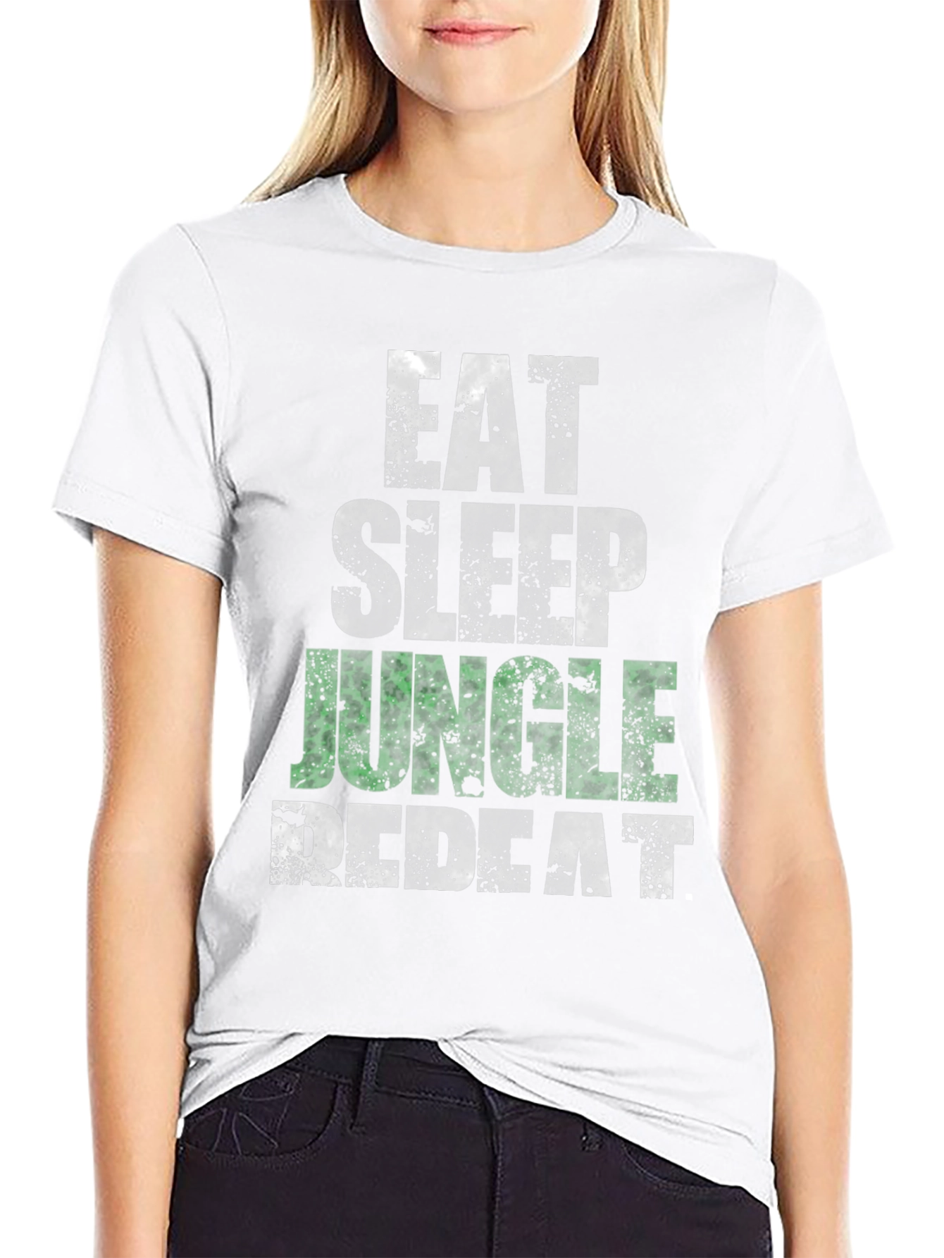 Eat Sleep Jungle Repeat Black Graphic Tee