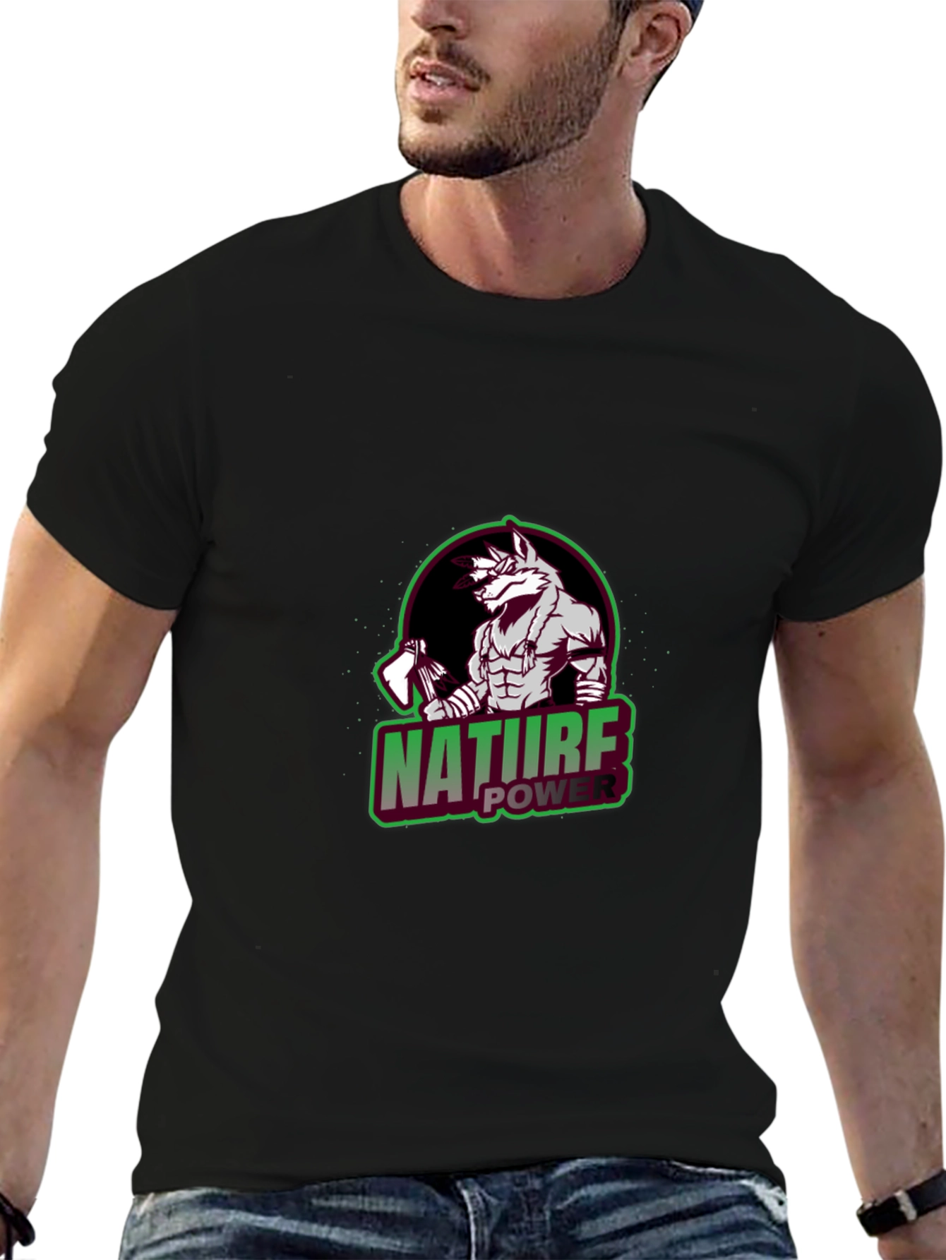 Nature Power Wolf Graphic T-Shirt