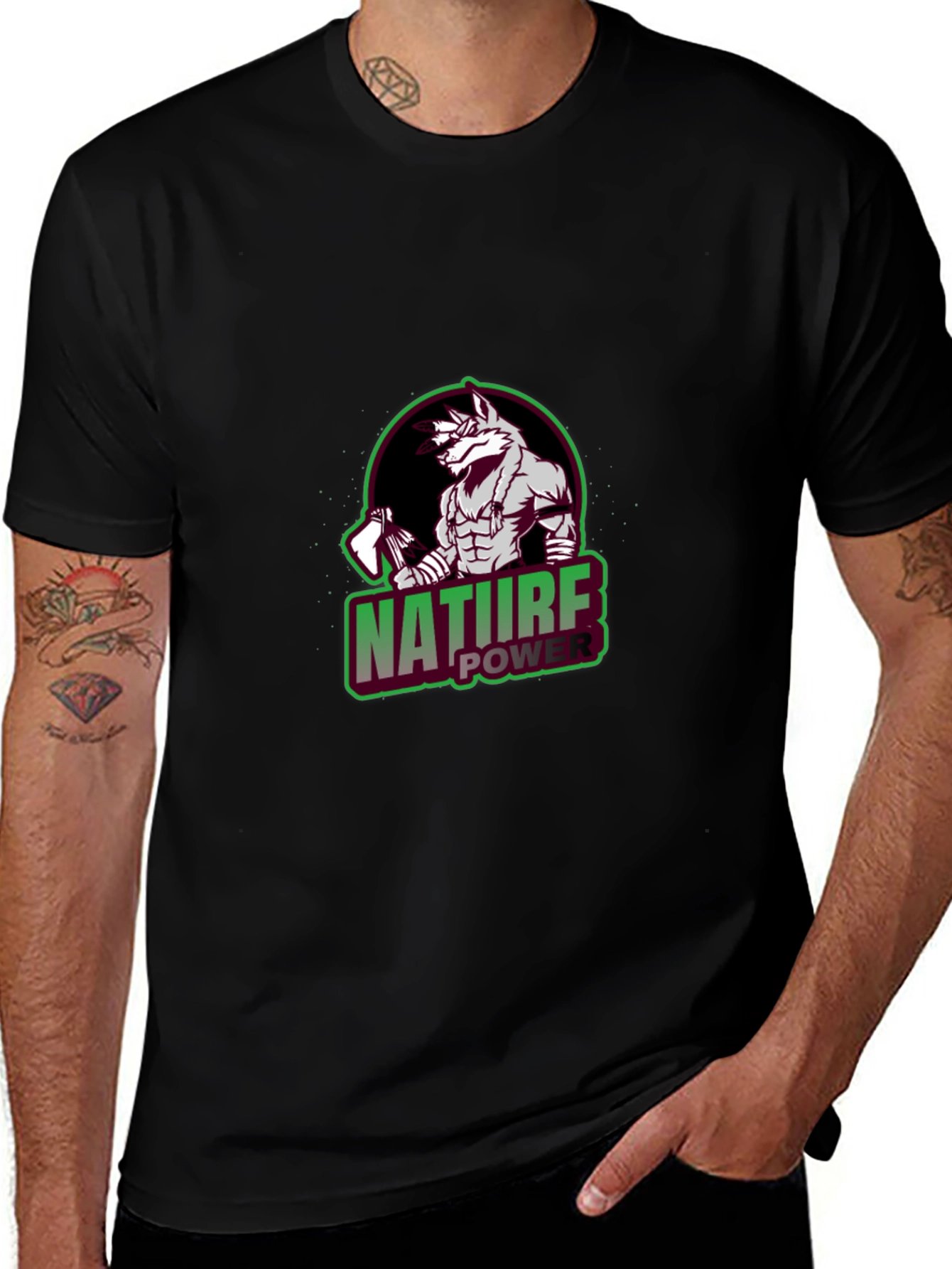 Nature Power Wolf Graphic T-Shirt