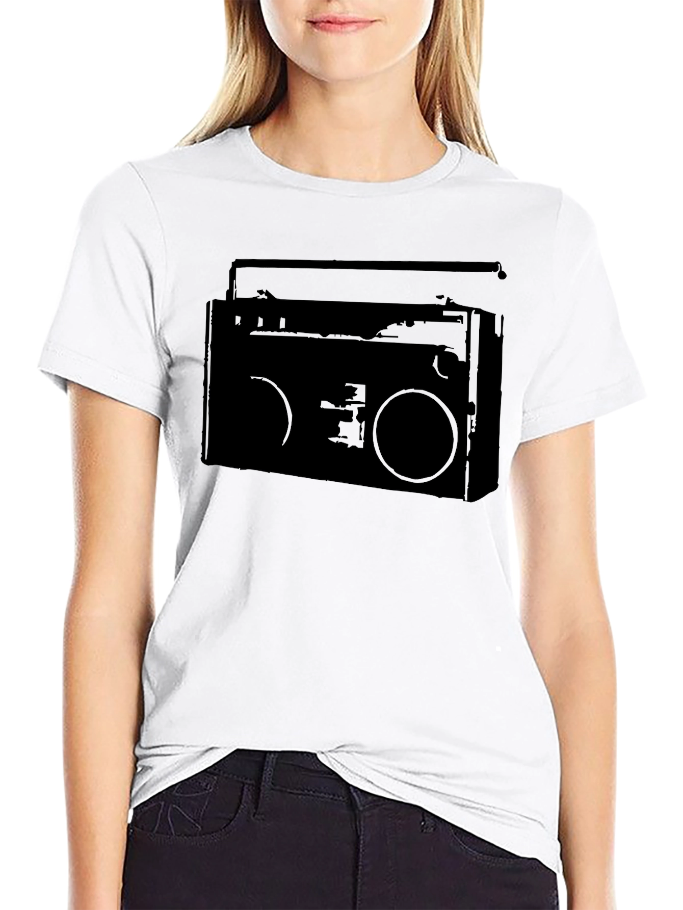 Retro Boombox Graphic Tee - Classic Style