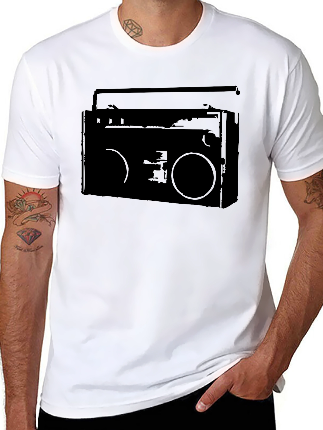 Retro Boombox Graphic Tee - Classic Style