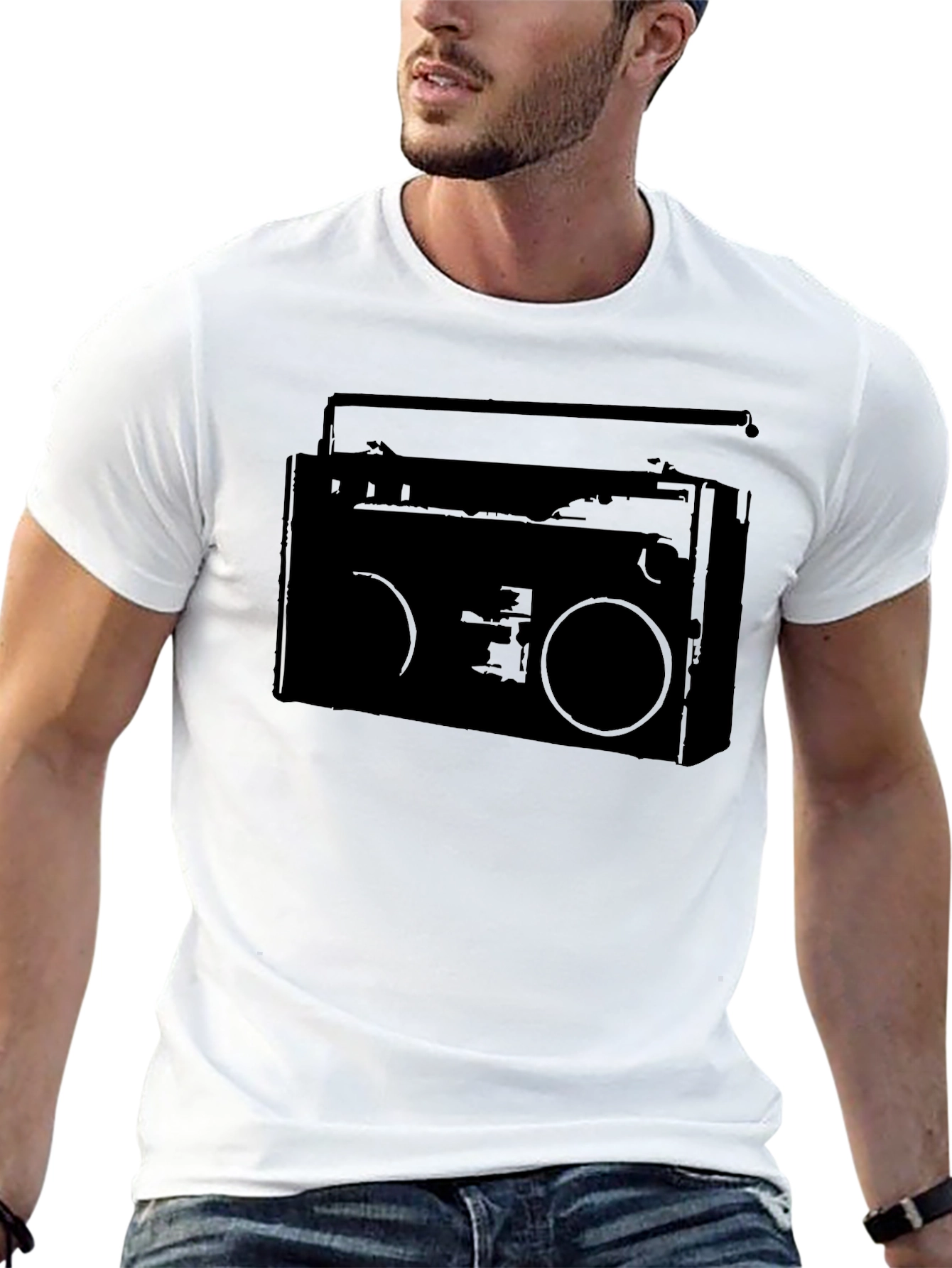 Retro Boombox Graphic Tee - Classic Style