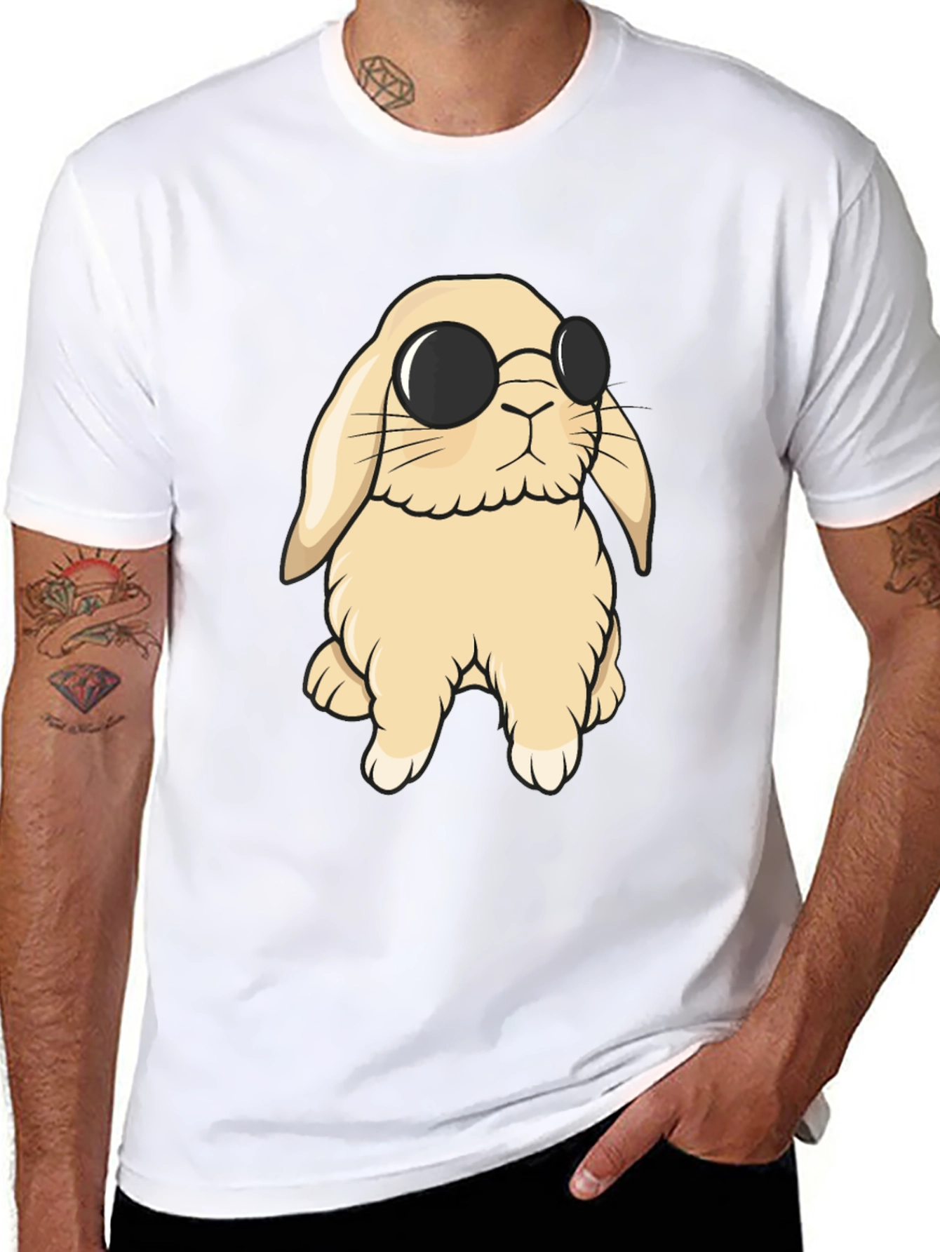 Cool Bunny T-Shirt - Black Cotton Blend Tee