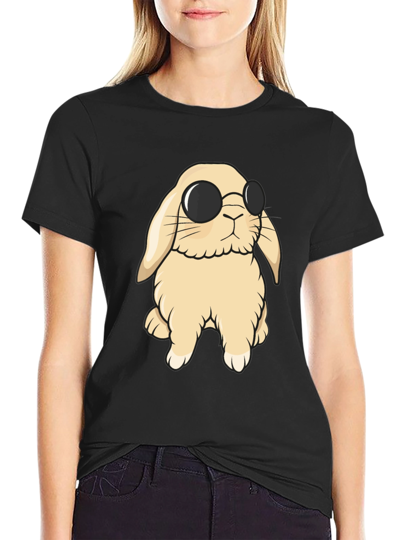 Cool Bunny T-Shirt - Black Cotton Blend Tee