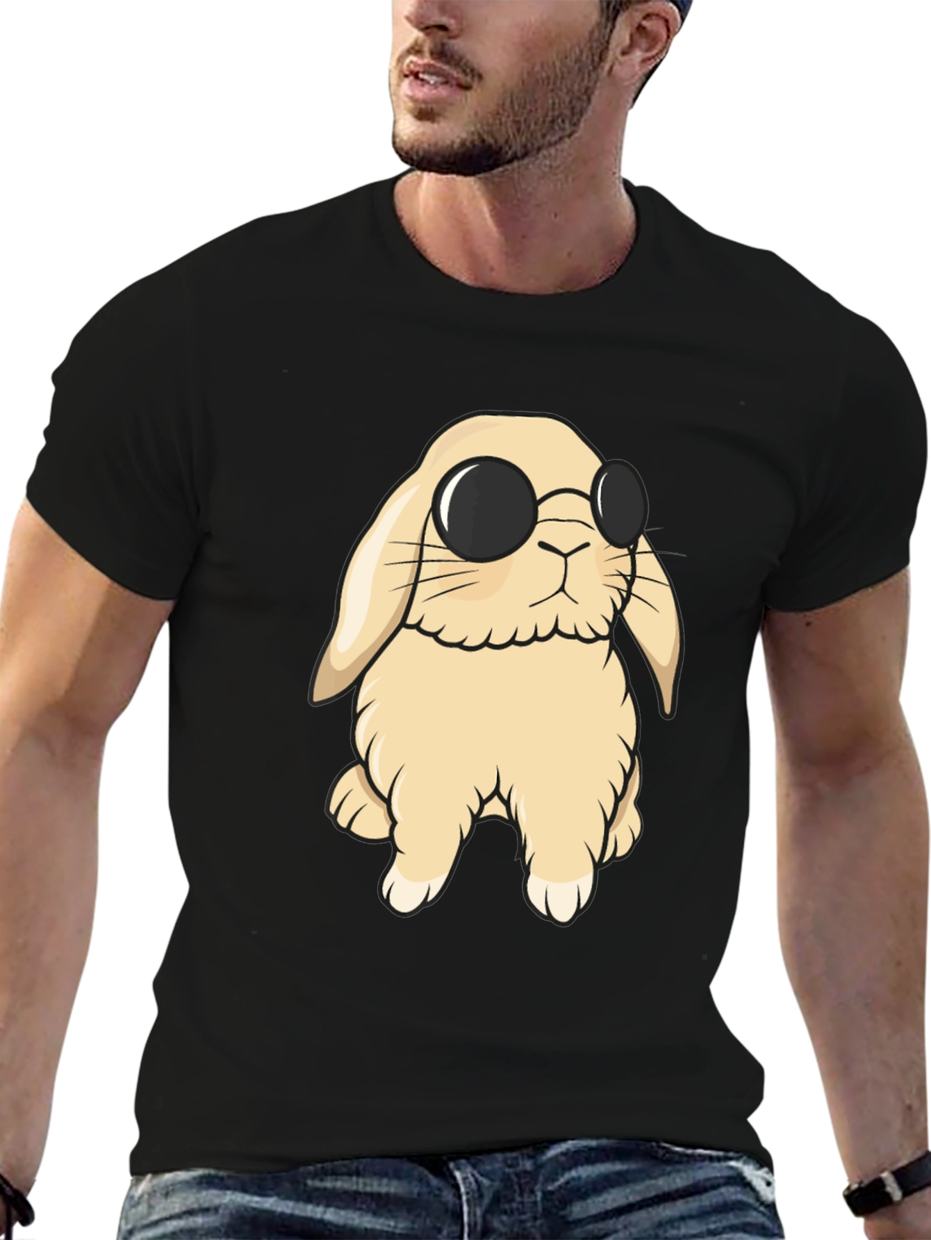 Cool Bunny T-Shirt - Black Cotton Blend Tee