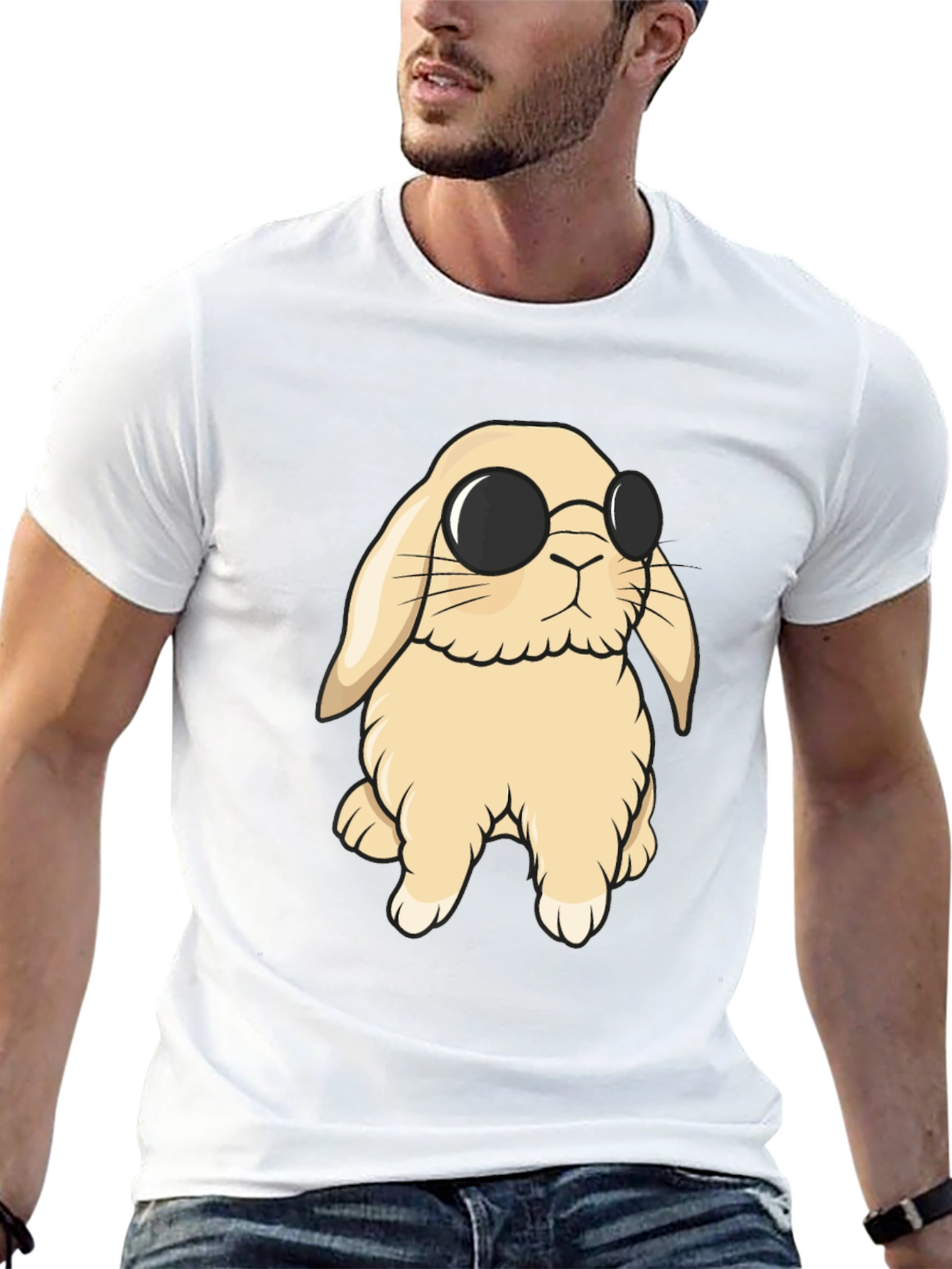 Cool Bunny T-Shirt - Black Cotton Blend Tee