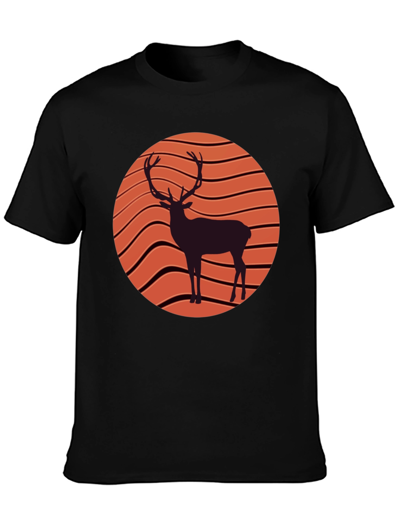 Deer Graphic Tee - Retro Sunset Style