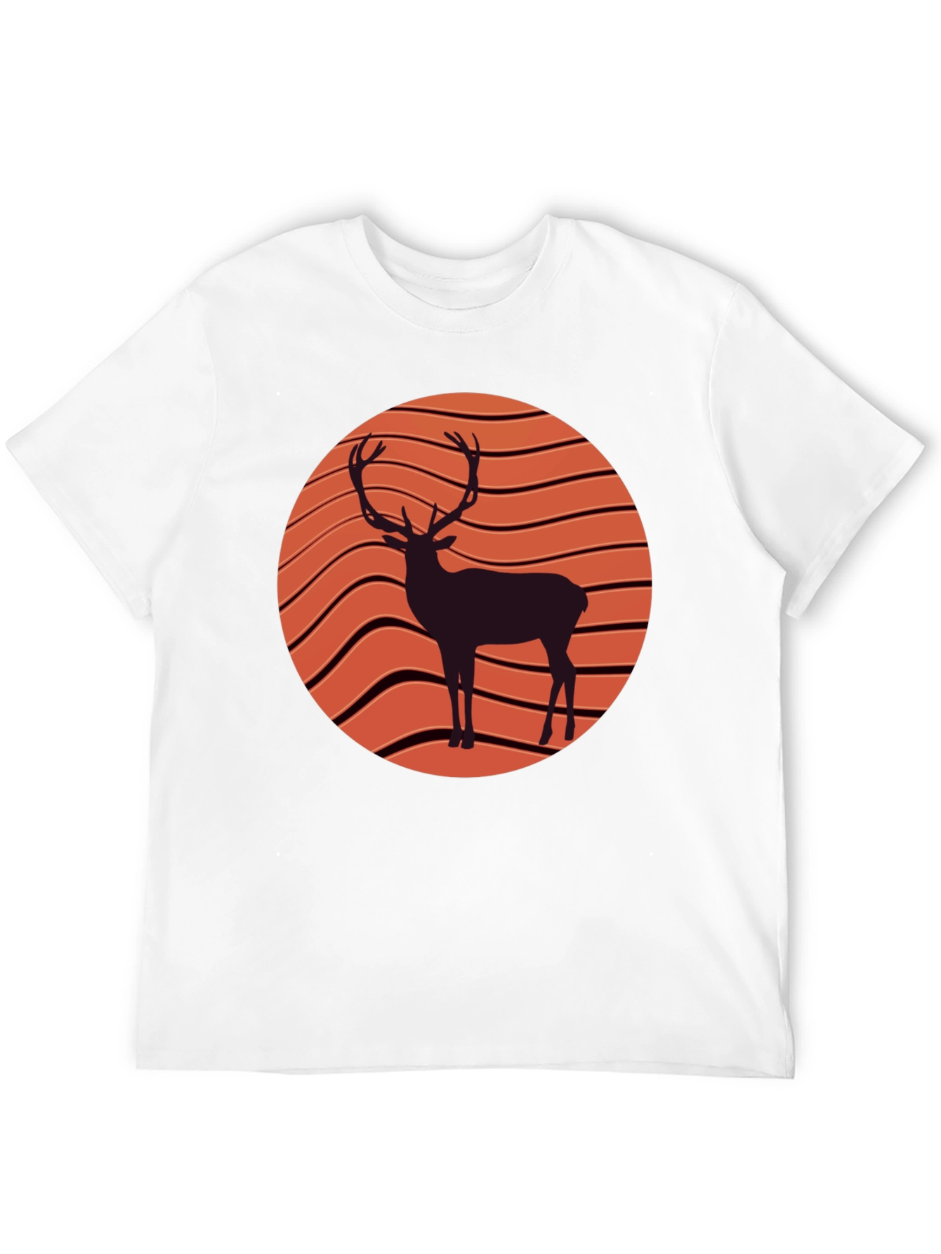 Deer Graphic Tee - Retro Sunset Style