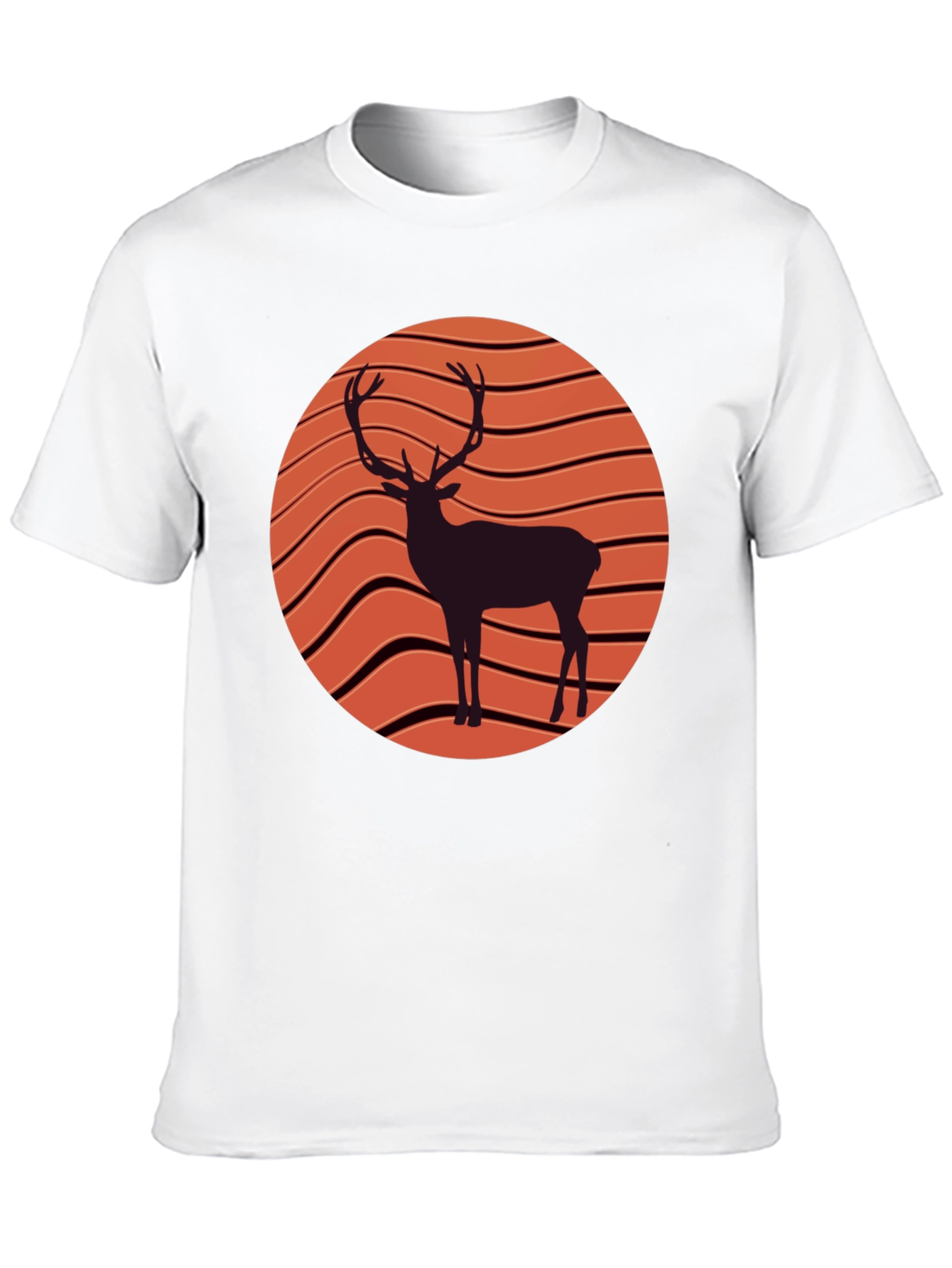 Deer Graphic Tee - Retro Sunset Style
