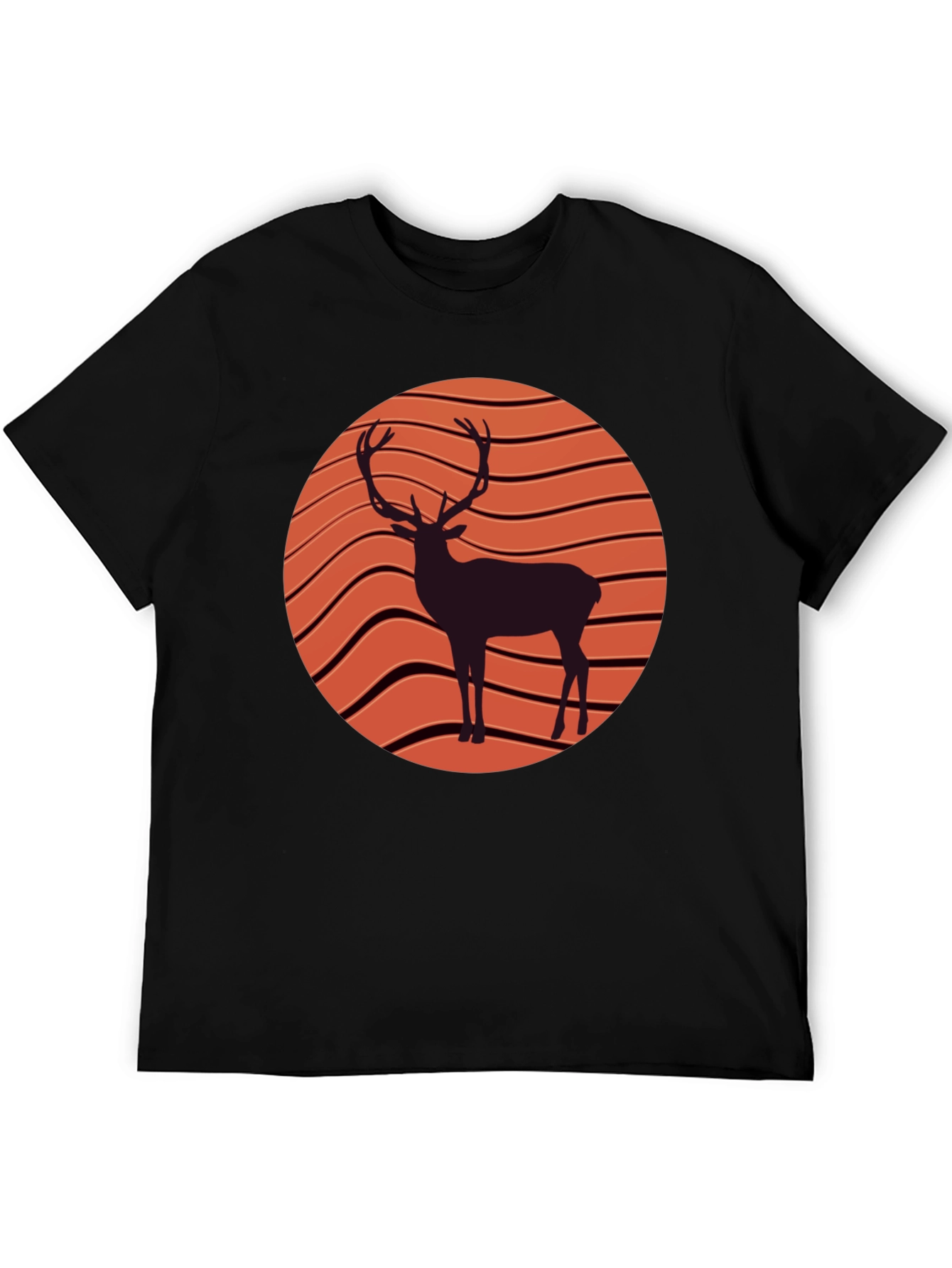 Deer Graphic Tee - Retro Sunset Style