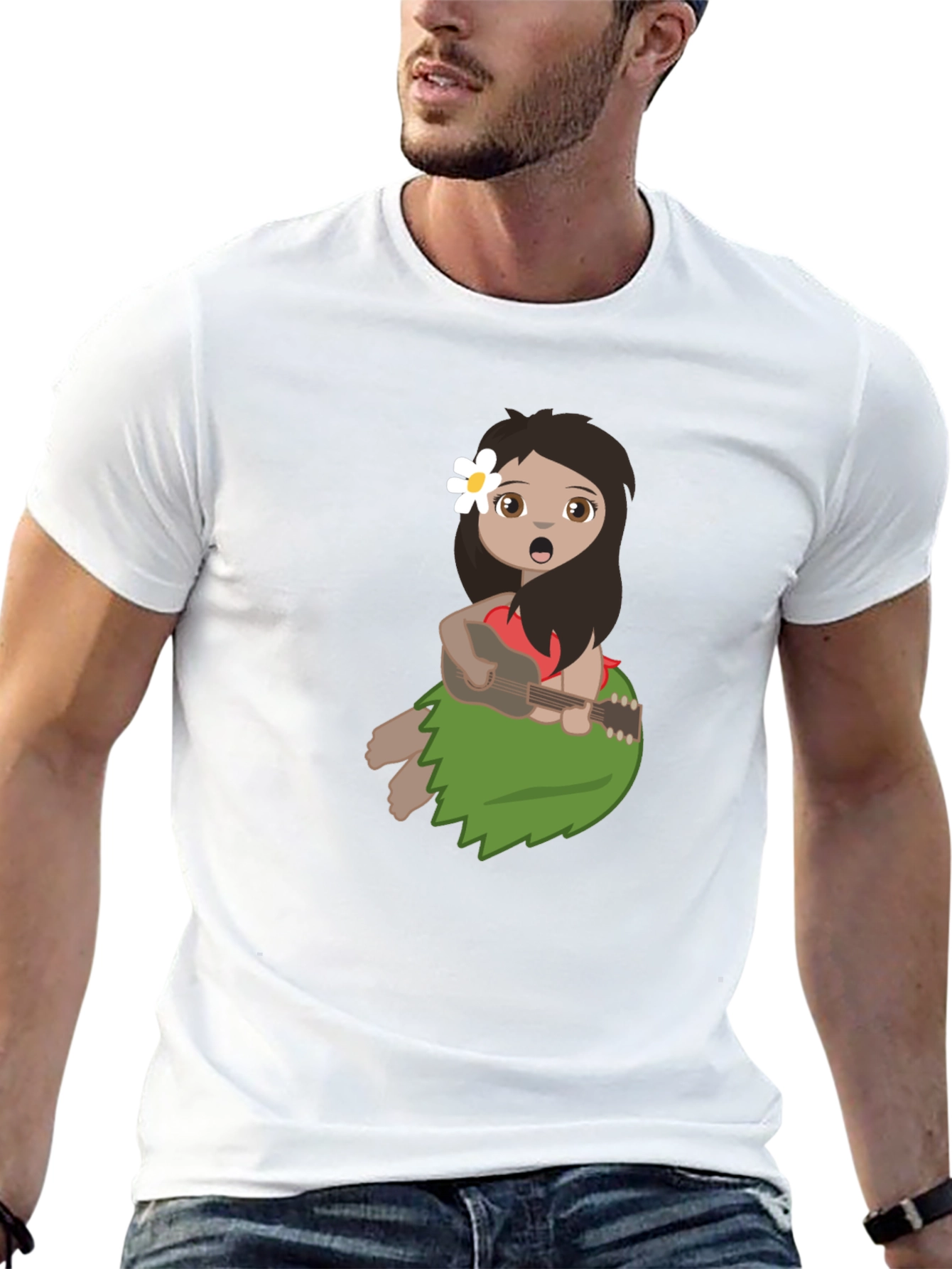 Hula Girl Graphic Tee - Black Casual T-Shirt