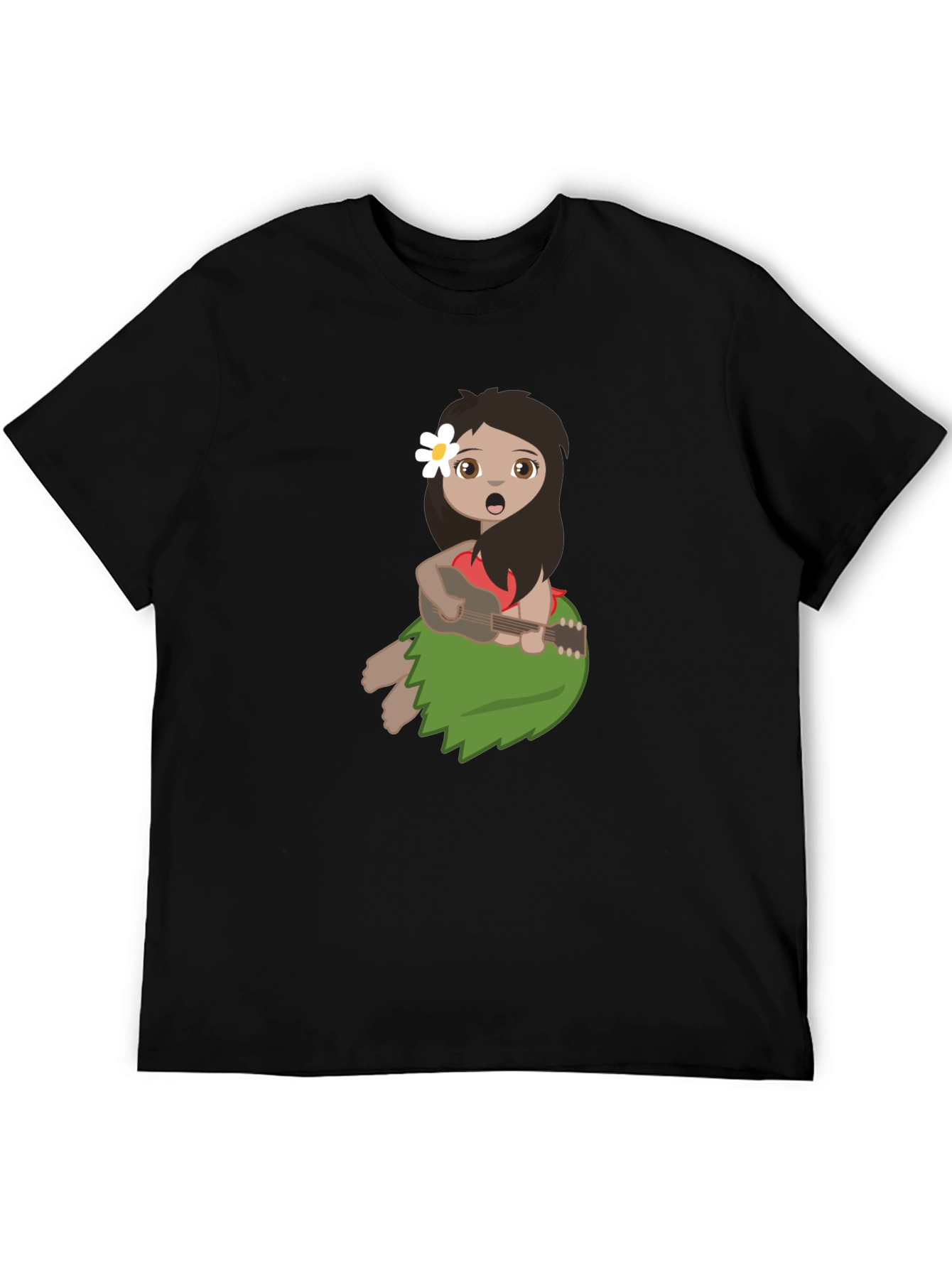 Hula Girl Graphic Tee - Black Casual T-Shirt