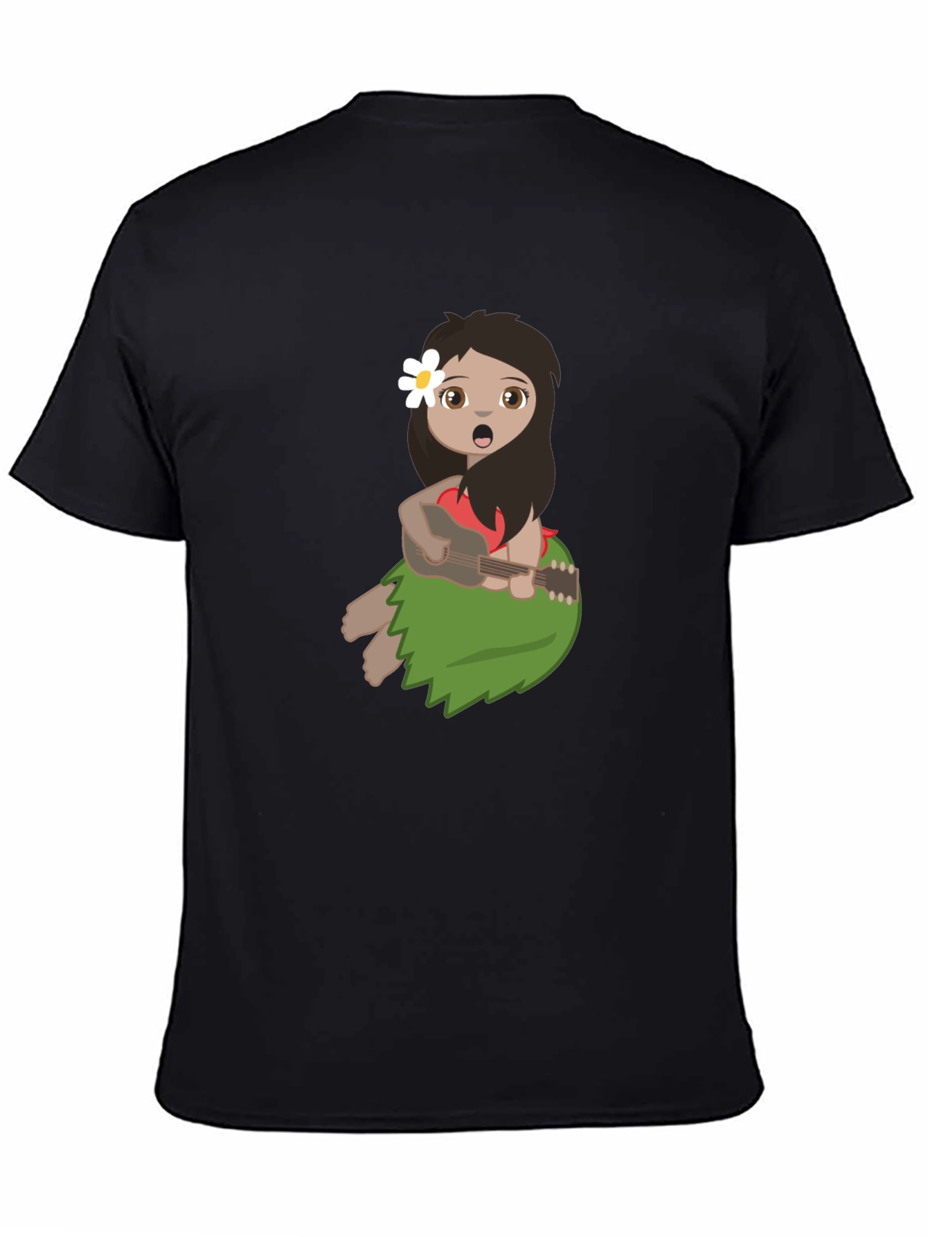 Hula Girl Graphic Tee - Black Casual T-Shirt