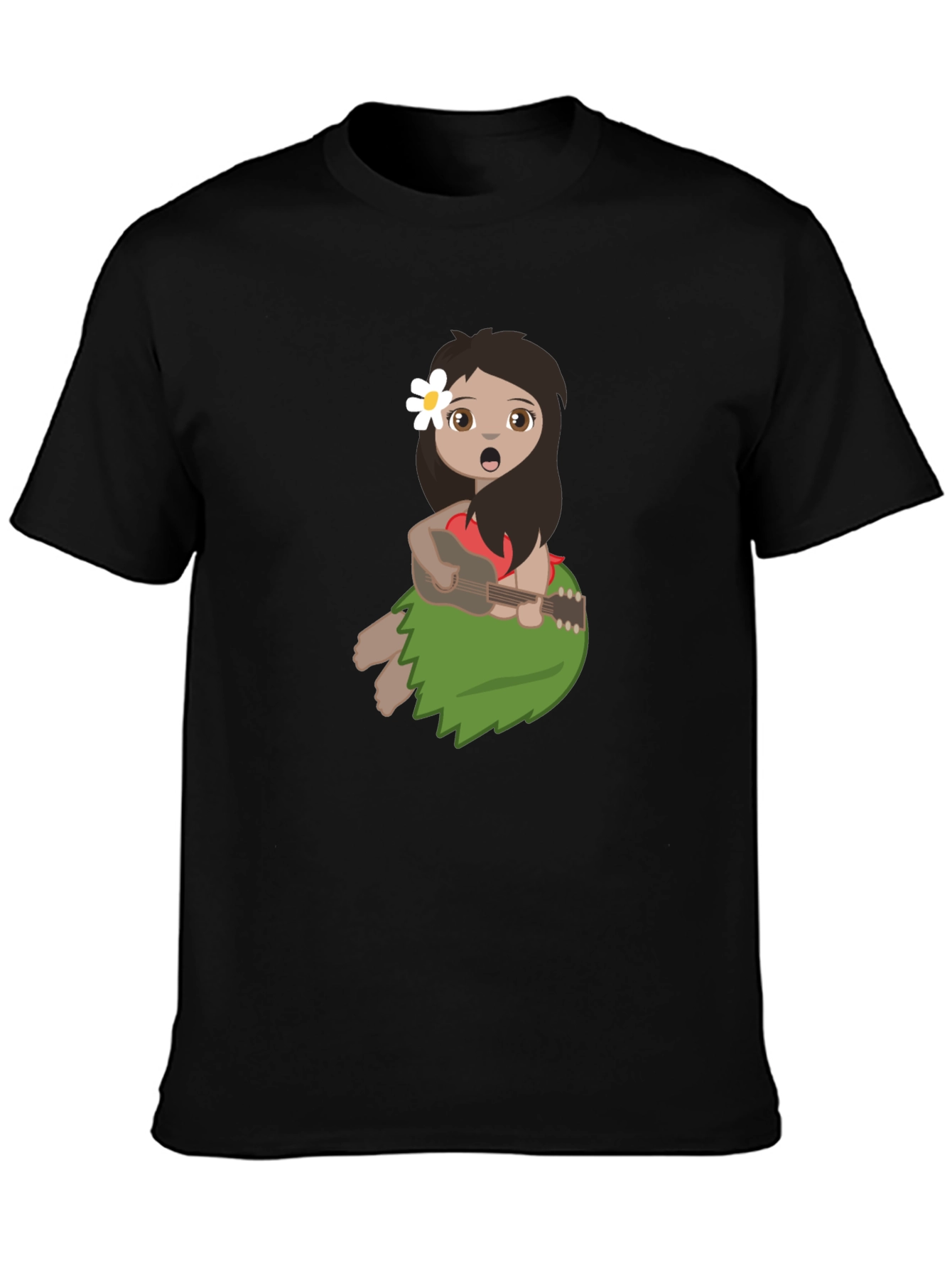 Hula Girl Graphic Tee - Black Casual T-Shirt