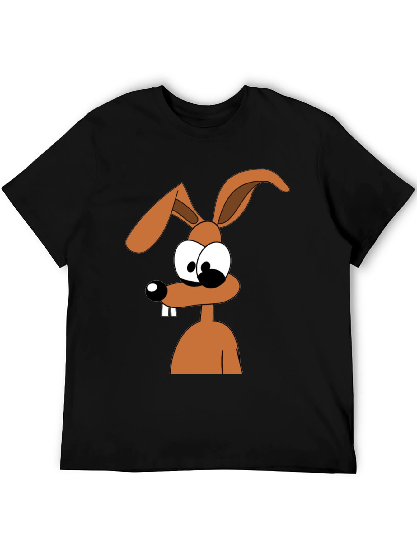 Cartoon Rabbit Graphic Tee - Black