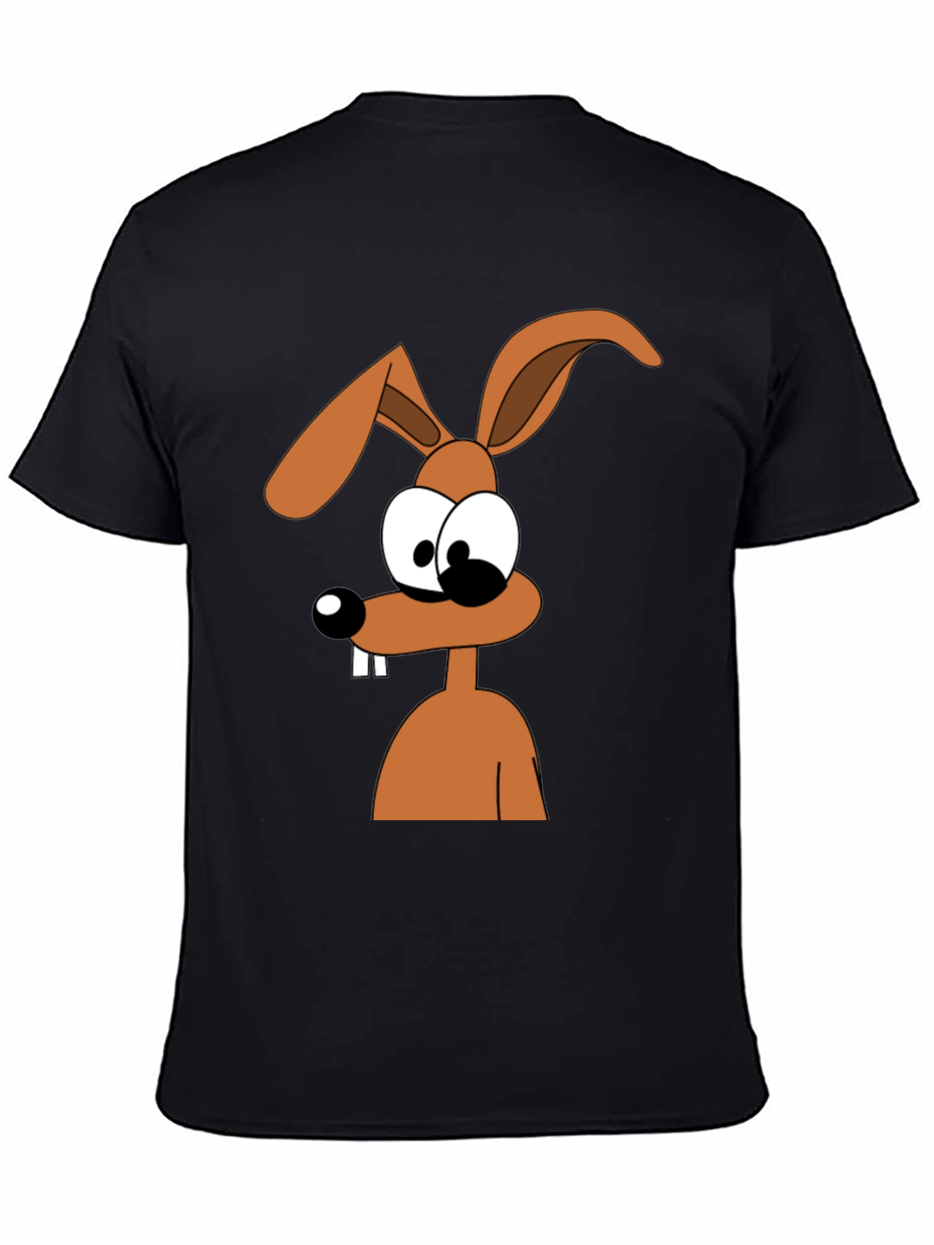 Cartoon Rabbit Graphic Tee - Black